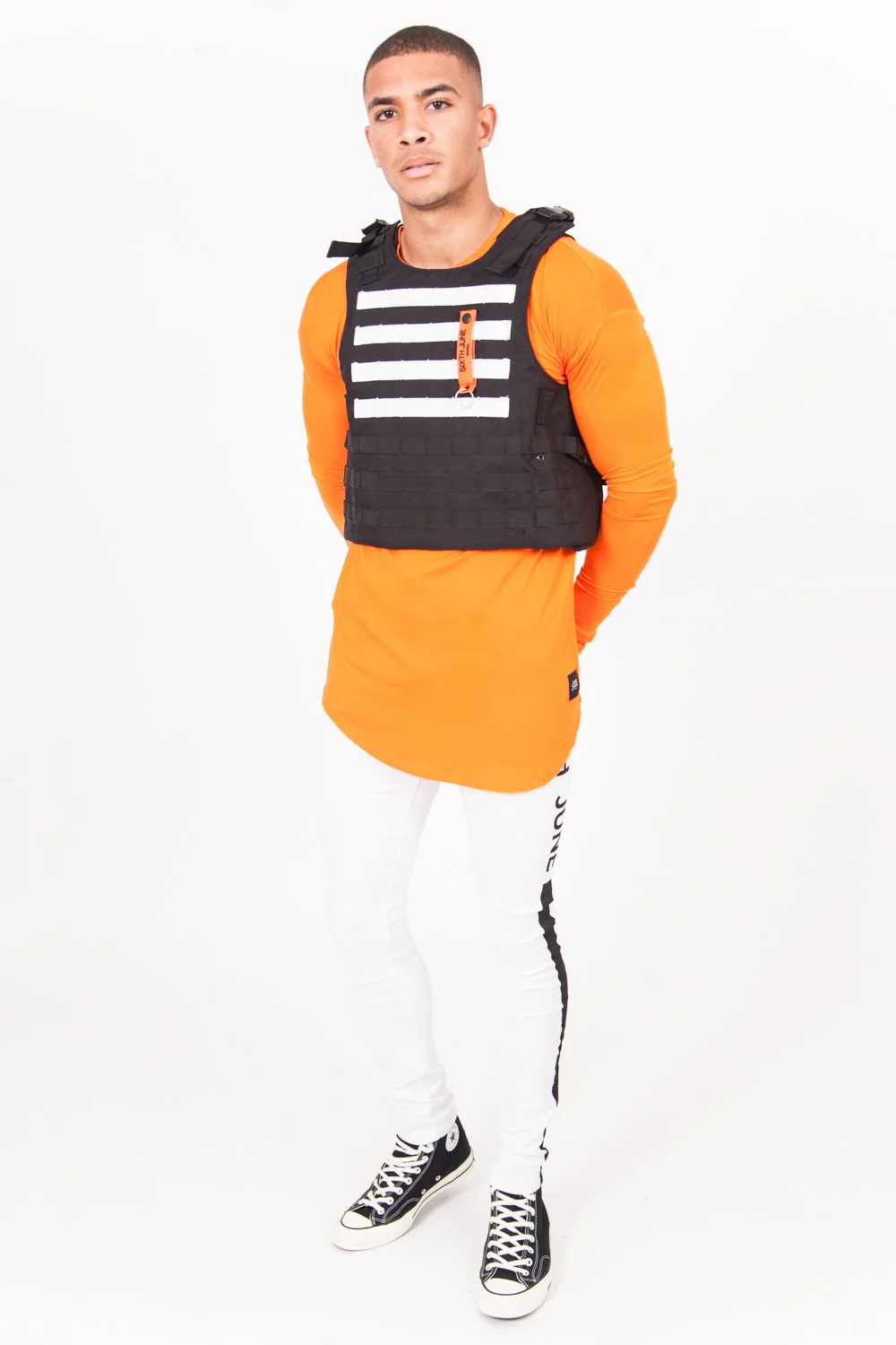 Veste tactique toile clip Noir blanc - Image 2