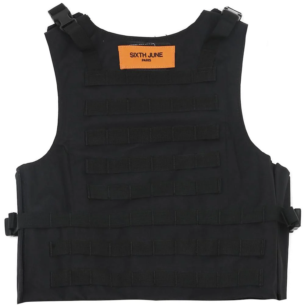 Veste tactique toile clip Noir blanc - Image 6