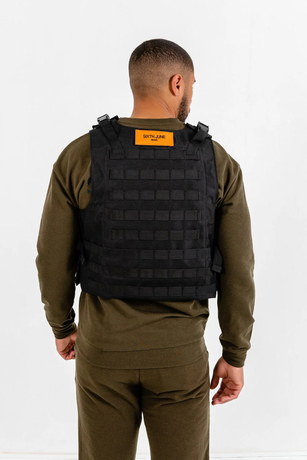 Veste tactique toile clip noir - Image 5