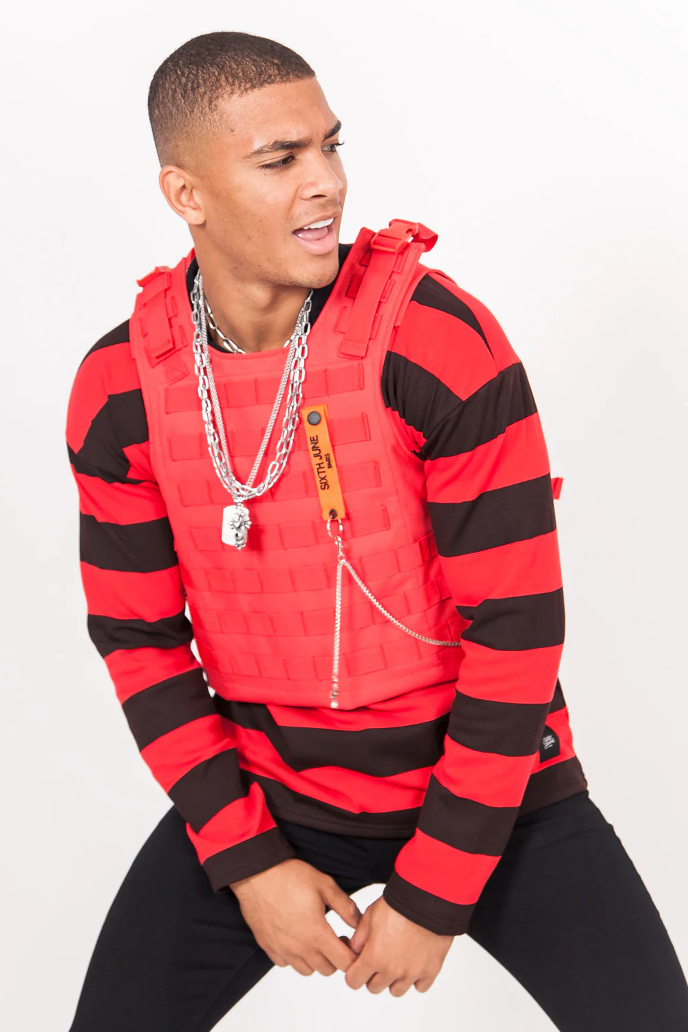 Veste tactique toile clip rouge - Image 3