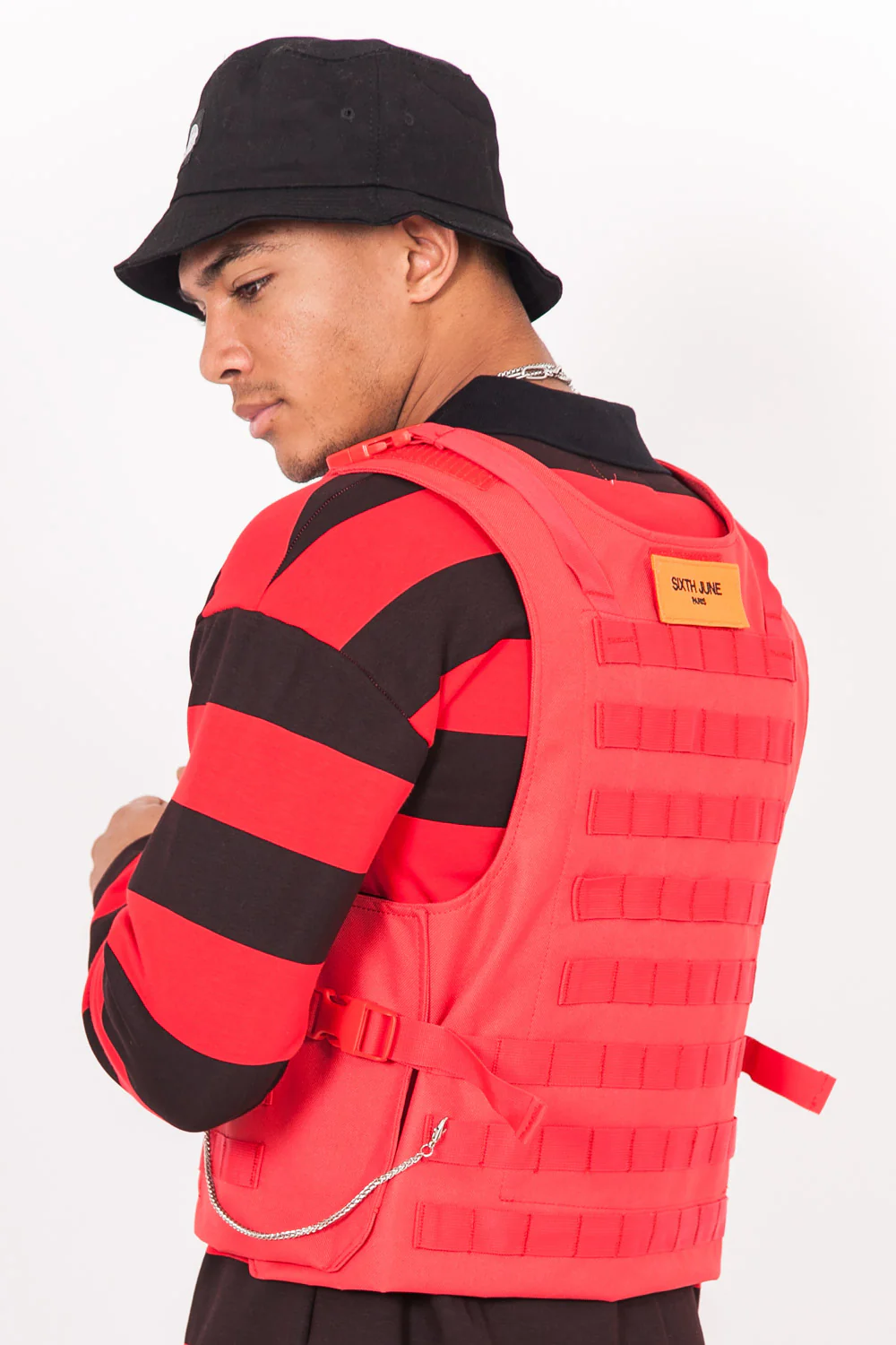 Veste tactique toile clip rouge - Image 5