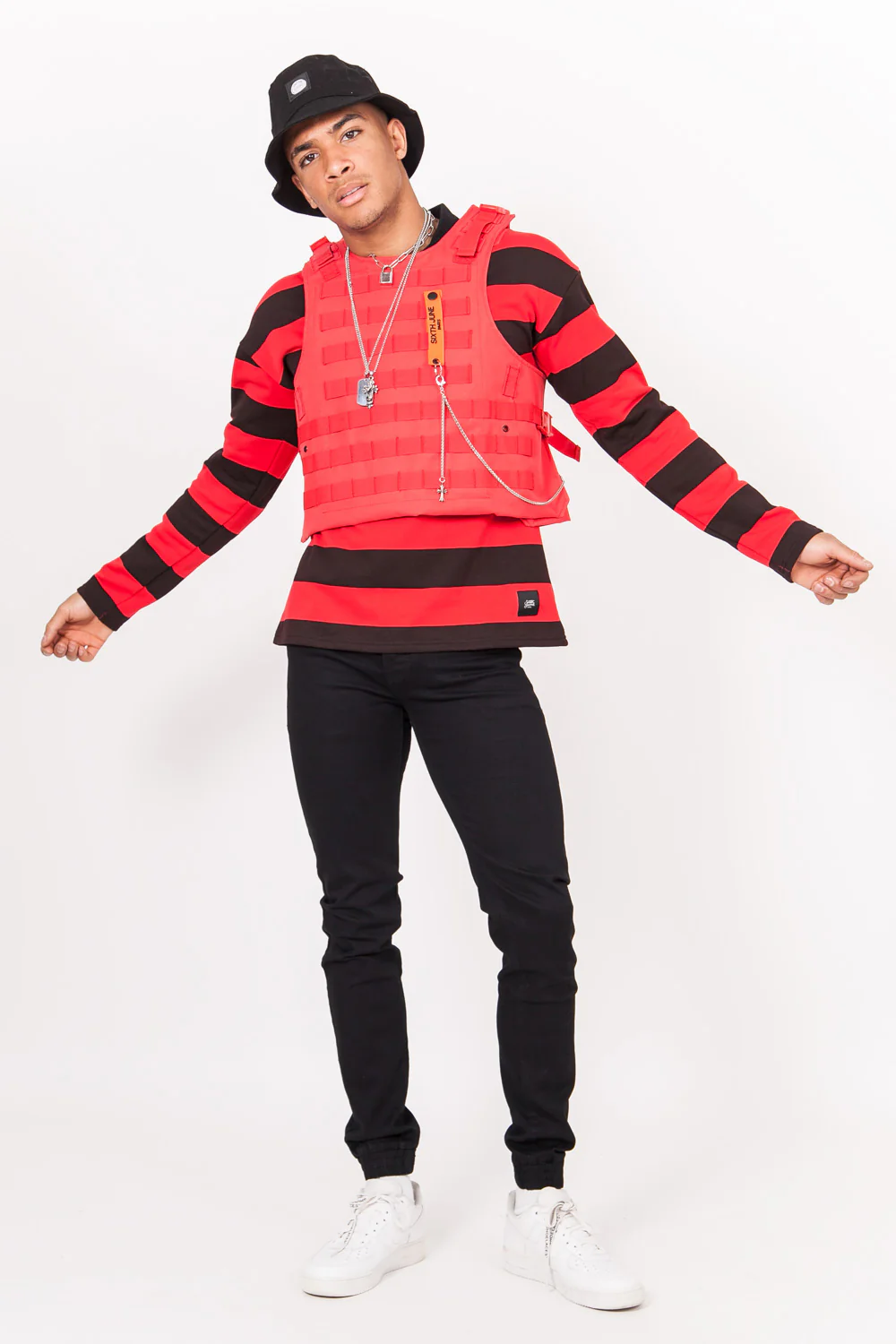 Veste tactique toile clip rouge - Image 6