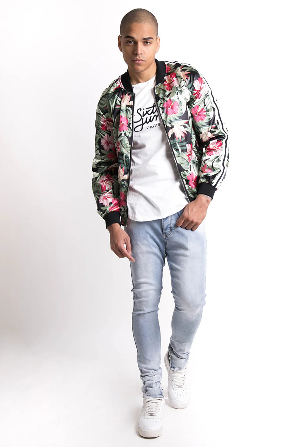 Veste tropicale satin vert rose - Image 3