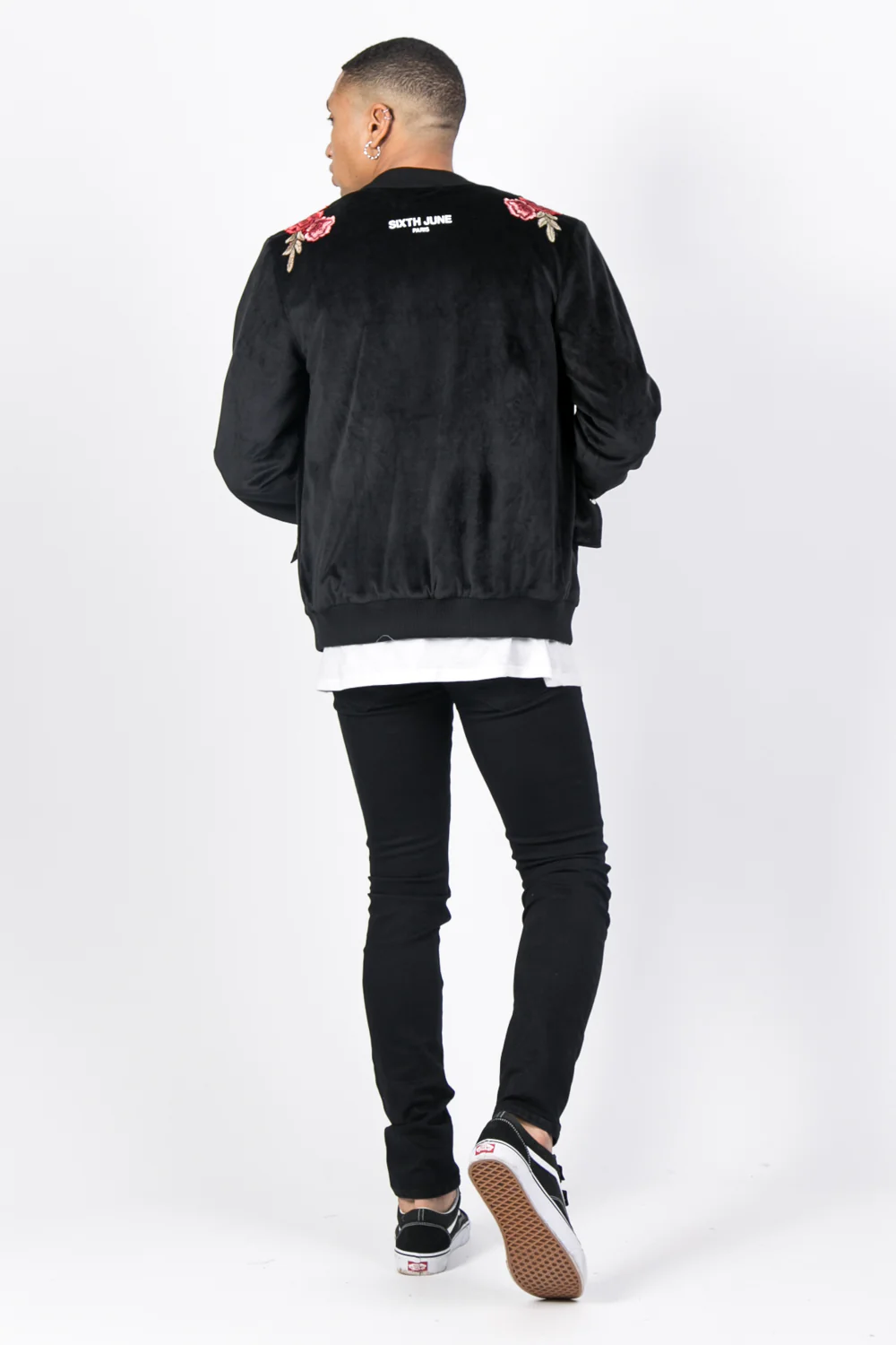 Veste velours broderie roses noir - Image 3