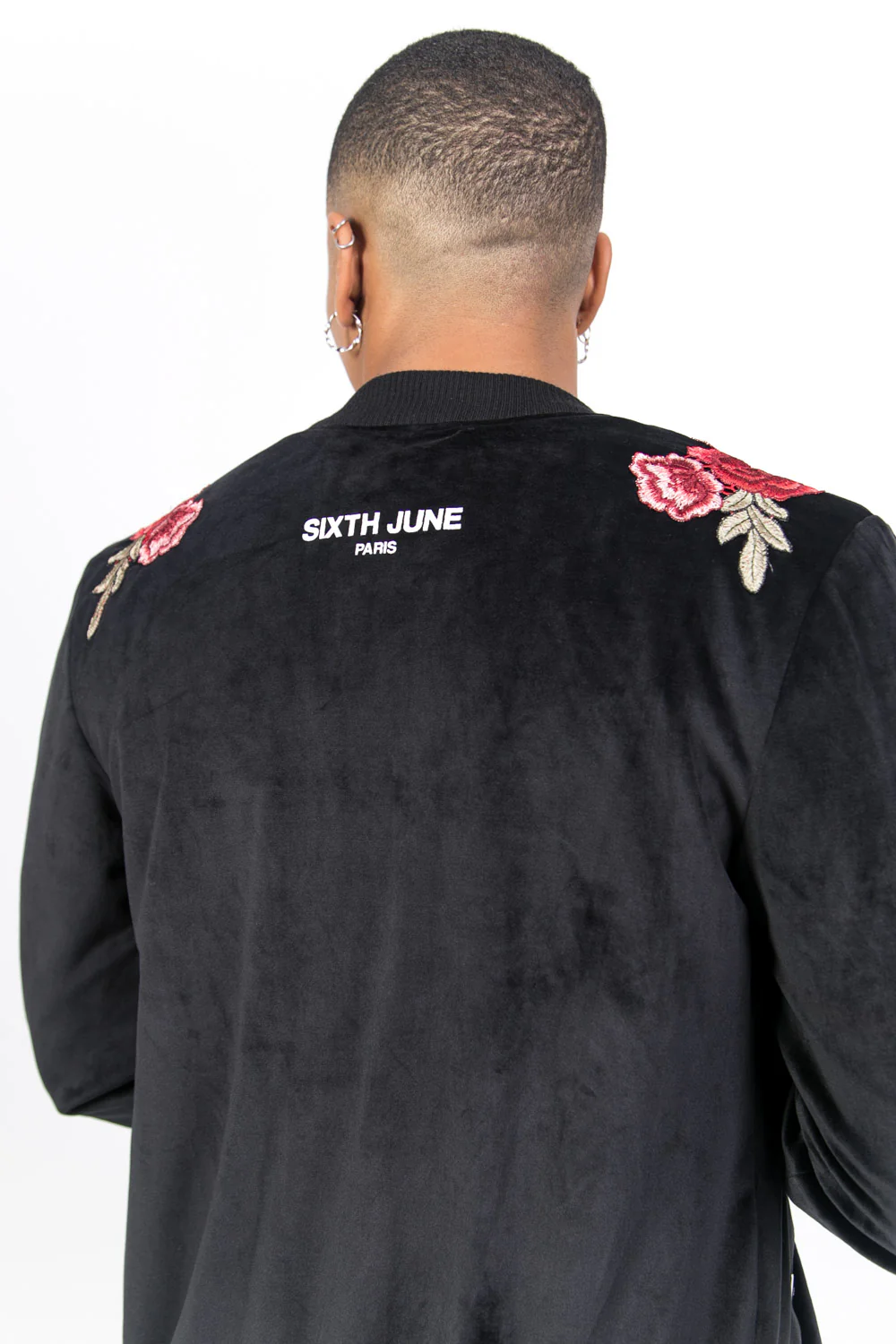 Veste velours broderie roses noir - Image 6