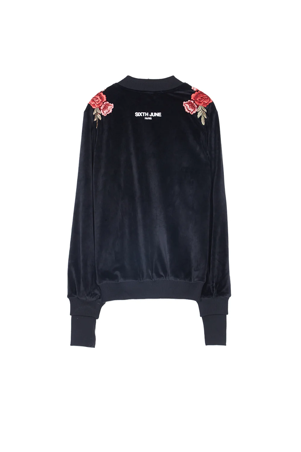 Veste velours broderie roses noir - Image 7