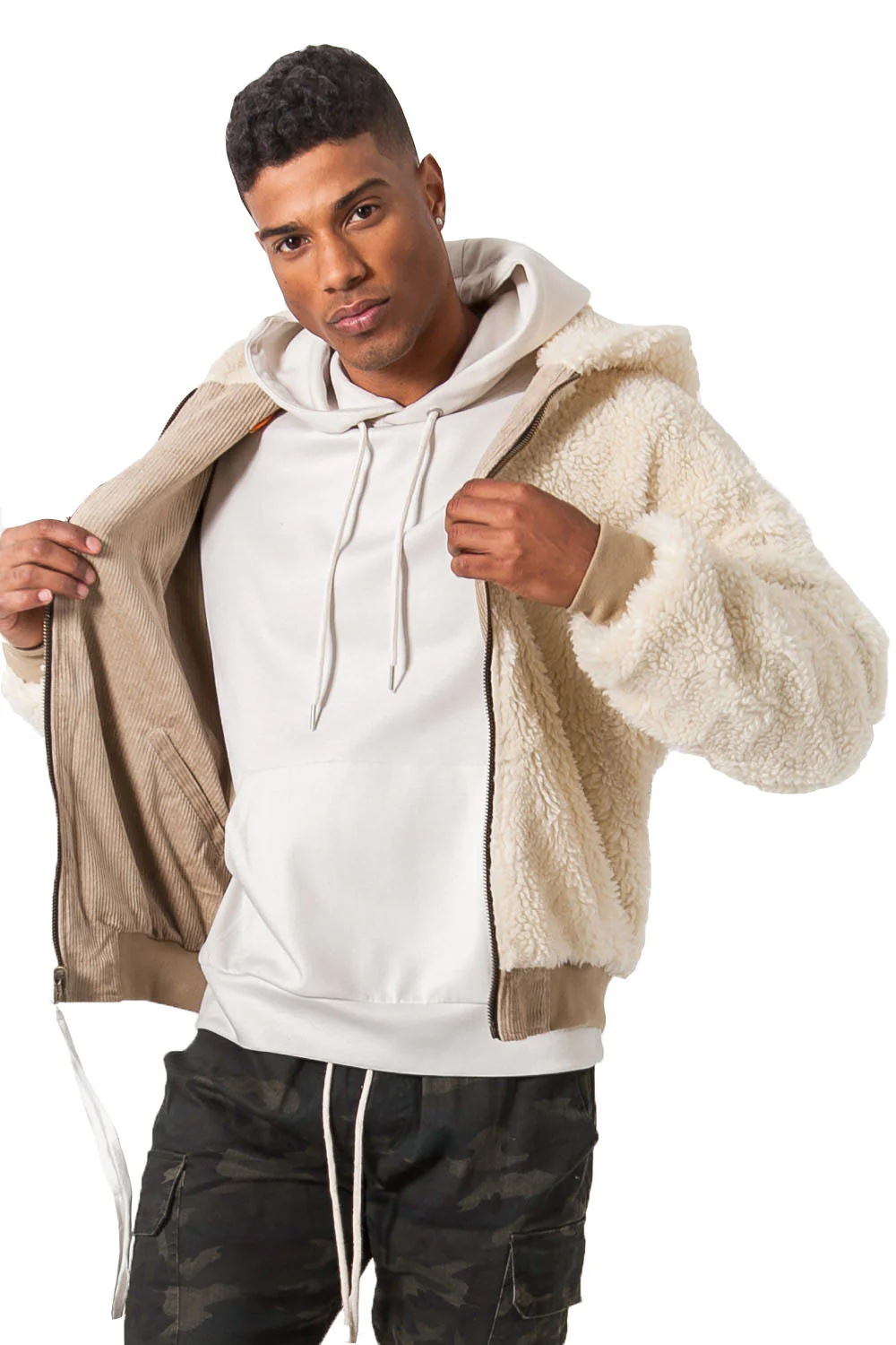 Veste velours sherpa reversible Beige