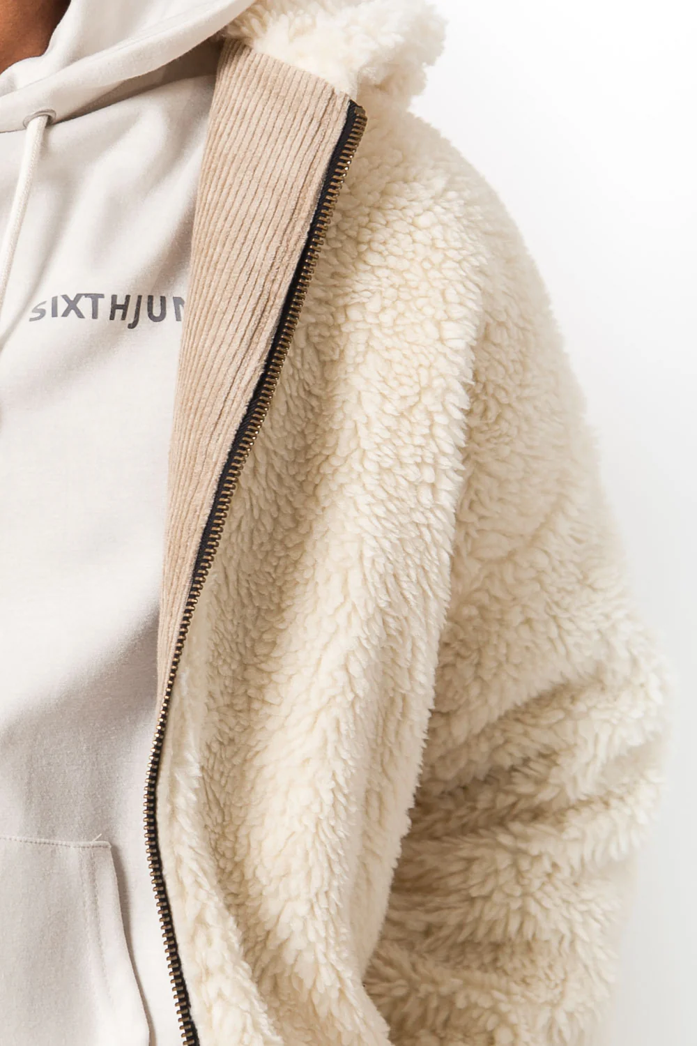 Veste velours sherpa reversible Beige - Image 3