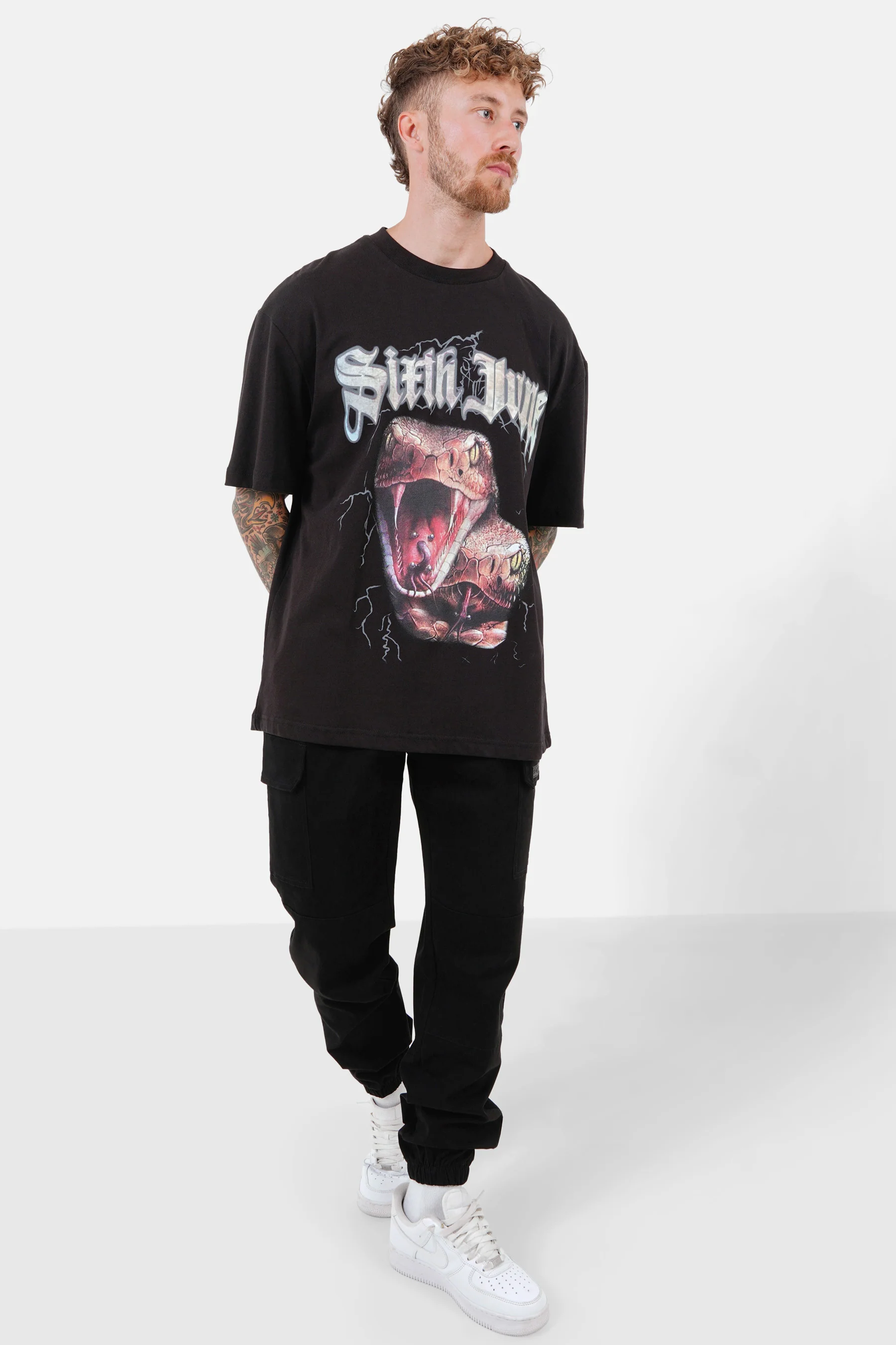 T-shirt vintage serpent Noir - Image 2