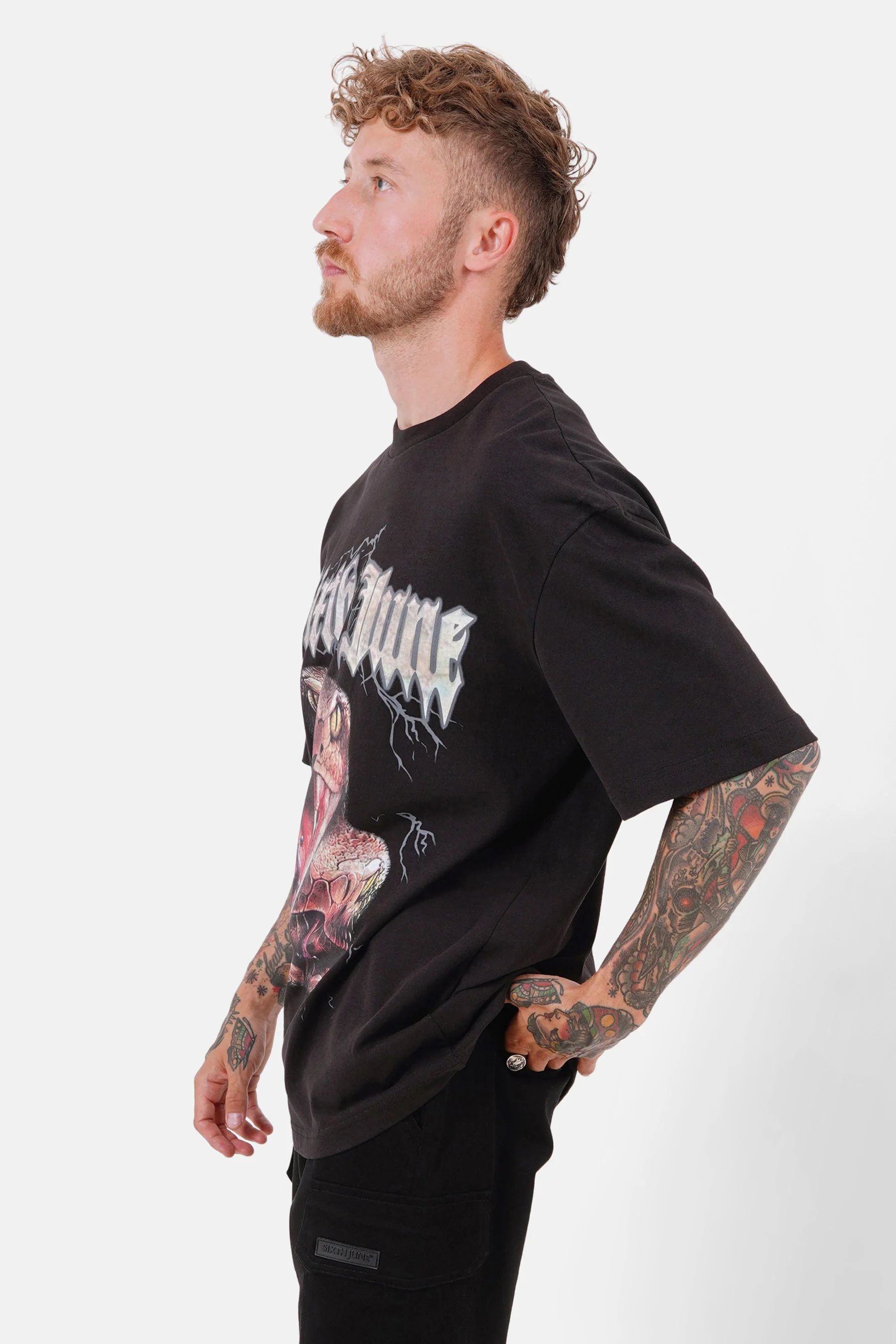T-shirt vintage serpent Noir - Image 4