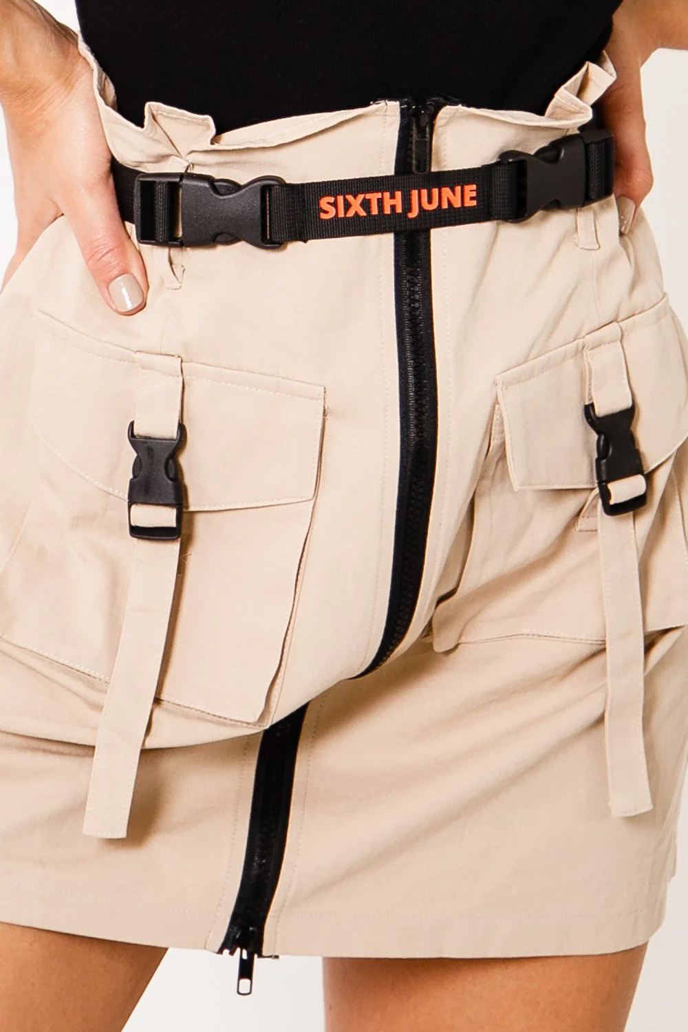 Jupe cargo ceinture Beige clair - Image 3