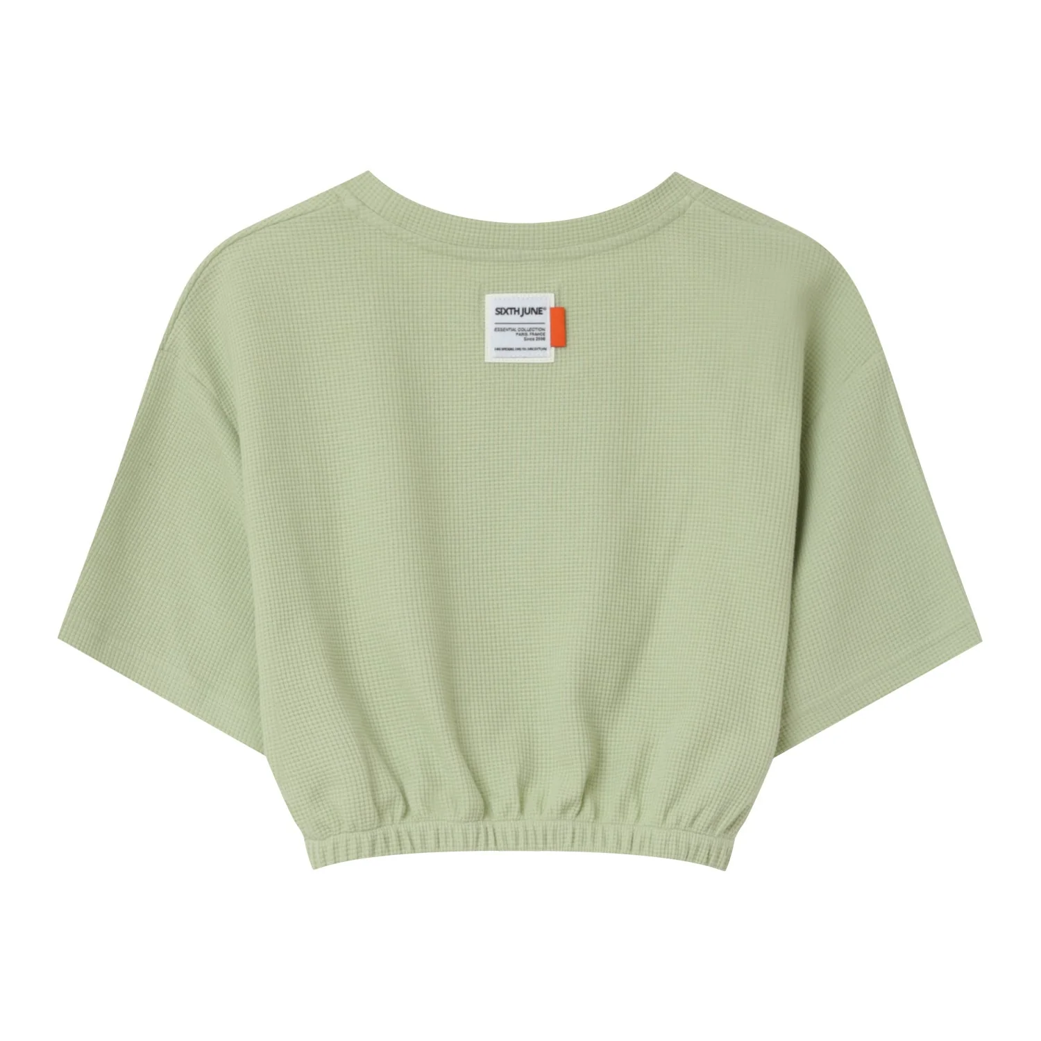 T-shirt élastique gaufré Vert clair - Image 7