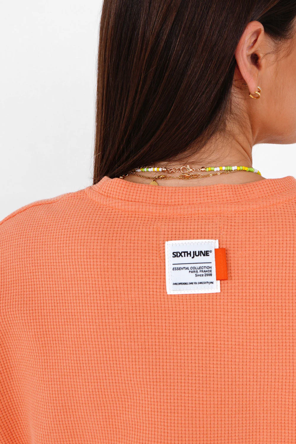 T-shirt élastique gaufré Orange - Image 3