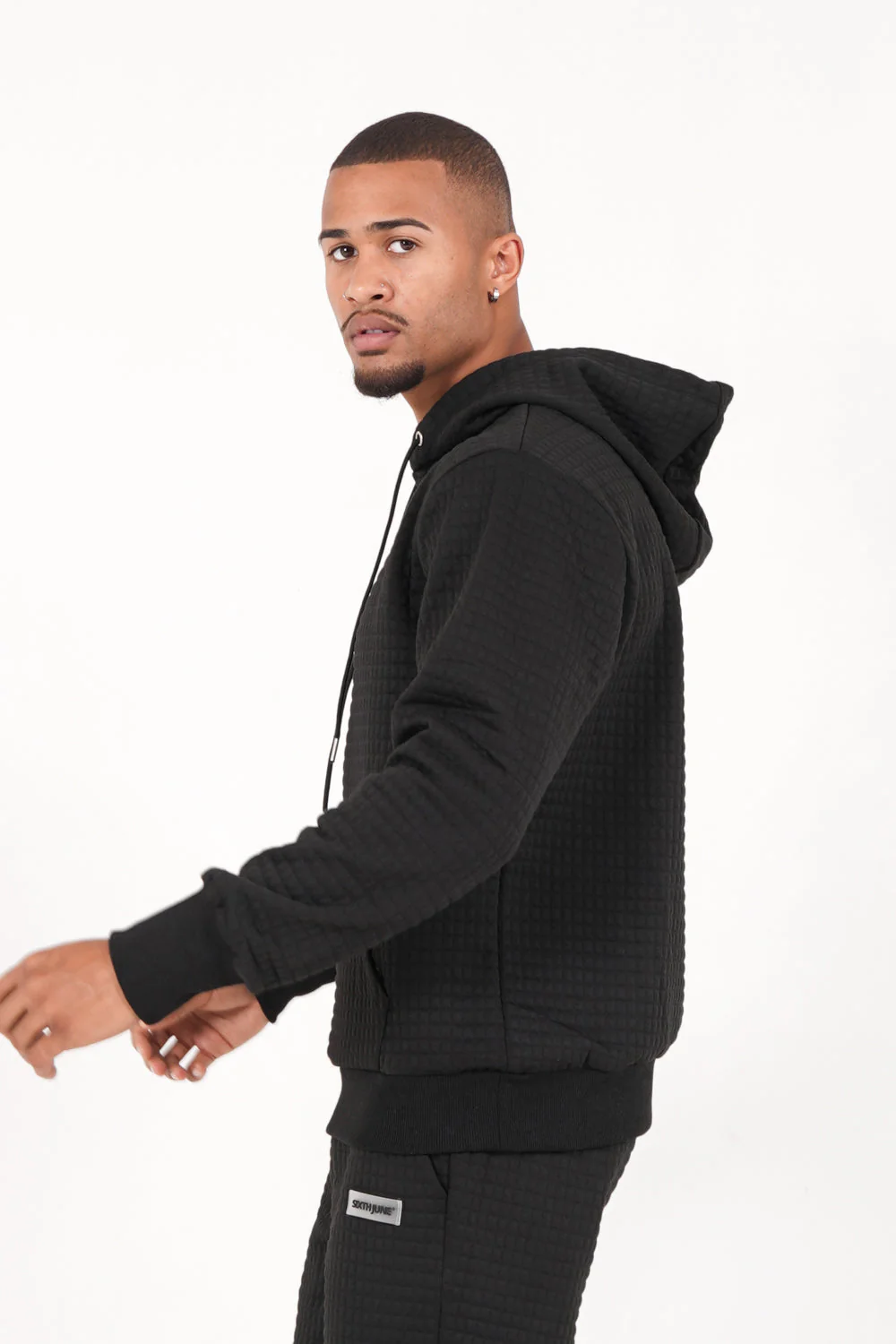 Sweat capuche gaufré Noir - Image 4