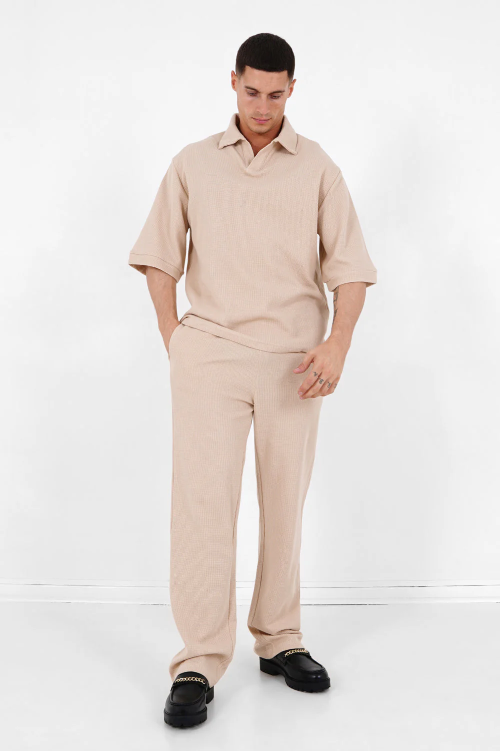 Pantalon gaufré droit Beige - Image 2
