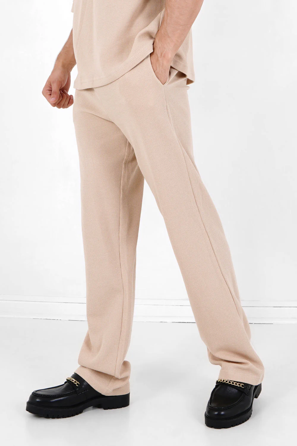 Pantalon gaufré droit Beige - Image 4