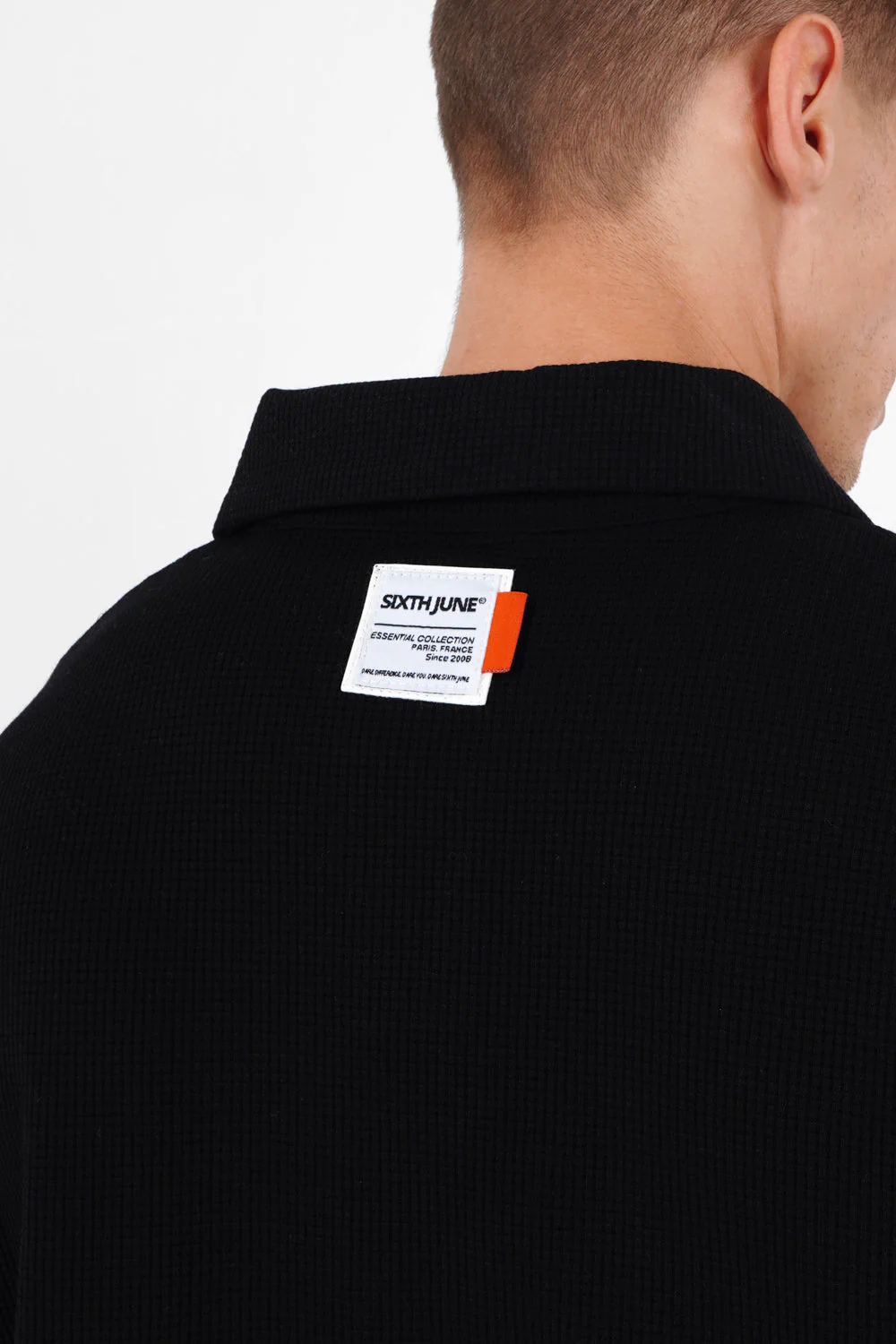 Polo gaufré oversize Noir - Image 3