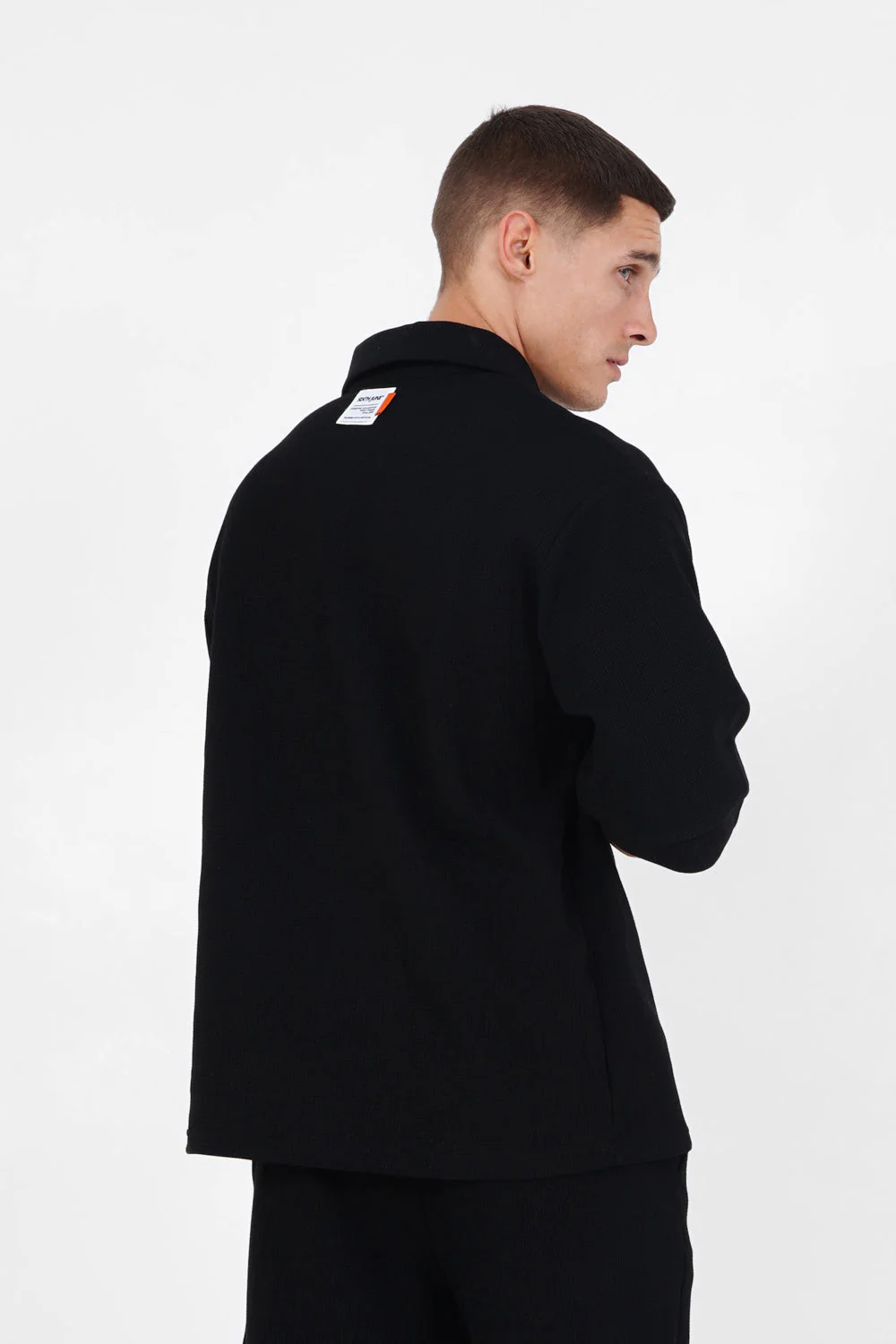 Polo gaufré oversize Noir - Image 5