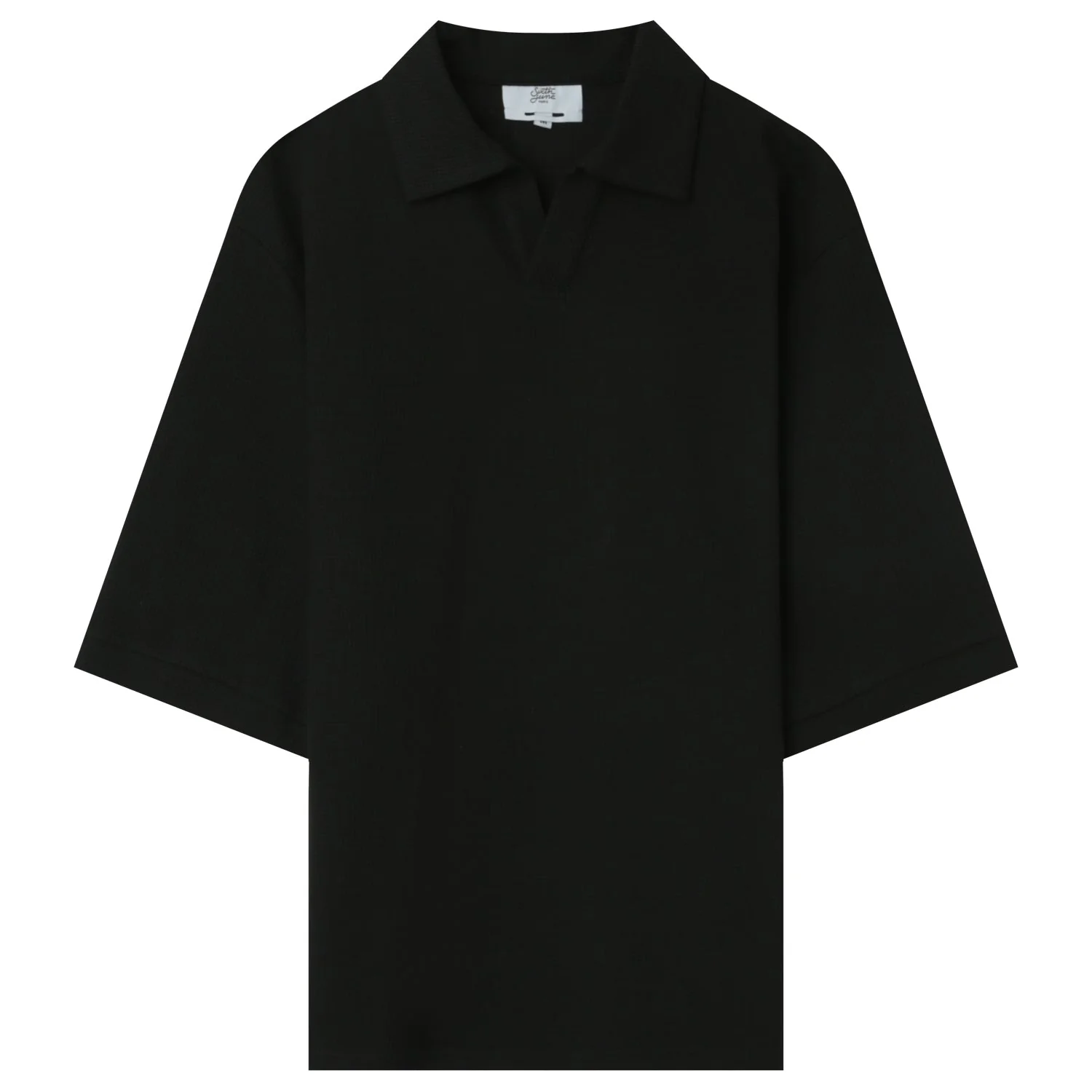 Polo gaufré oversize Noir - Image 7