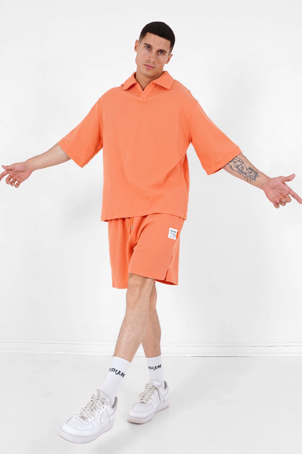 Polo gaufré oversize Orange - Image 2