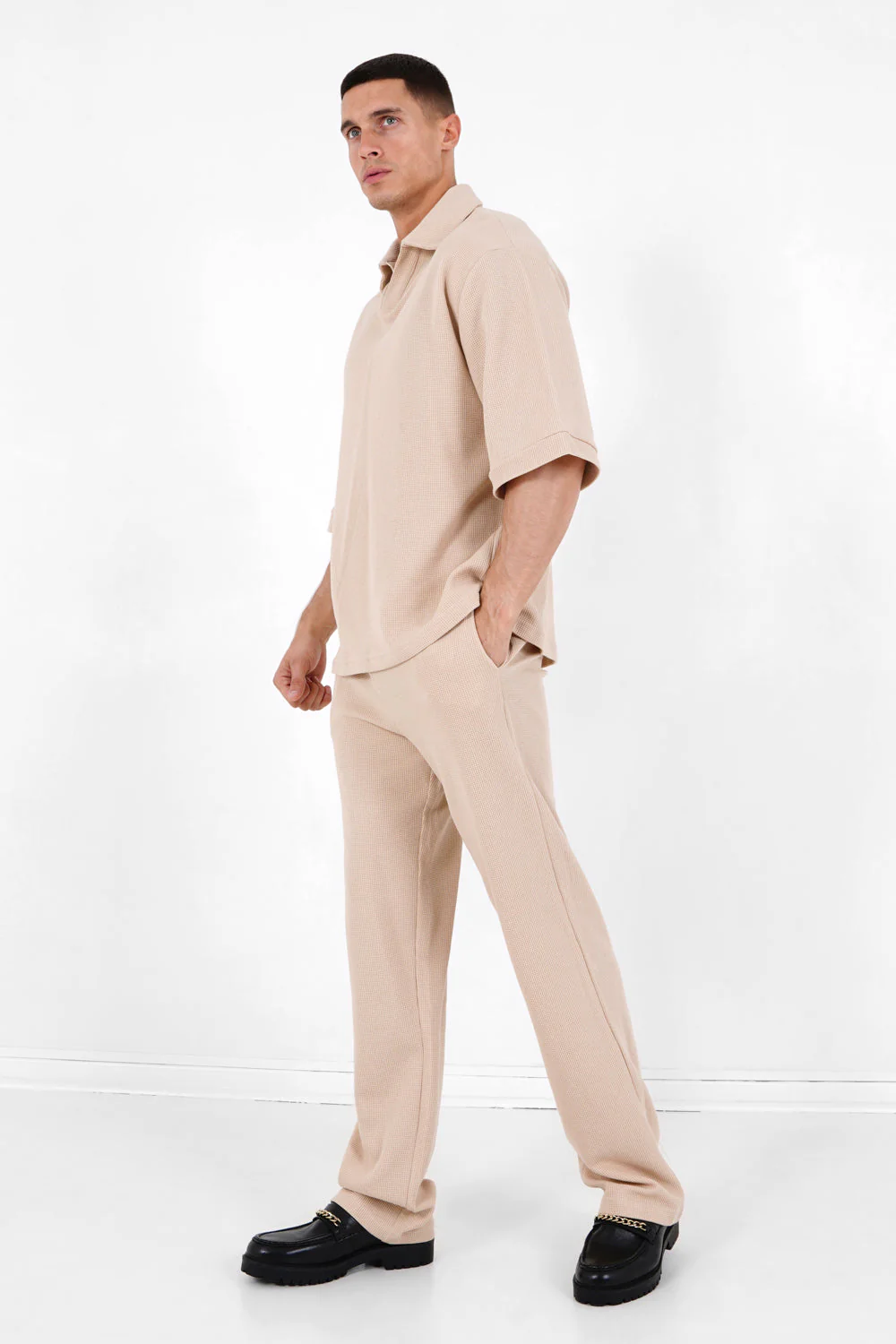 Polo gaufré oversize Beige - Image 2