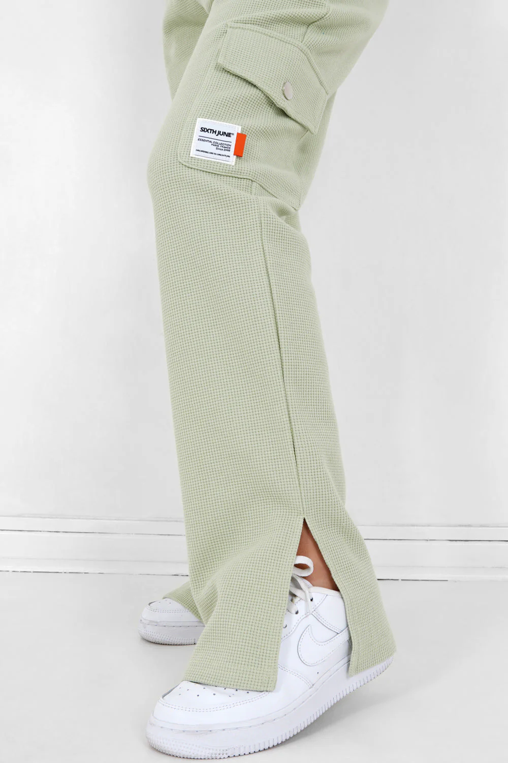 Pantalon droit gaufré Vert clair - Image 3