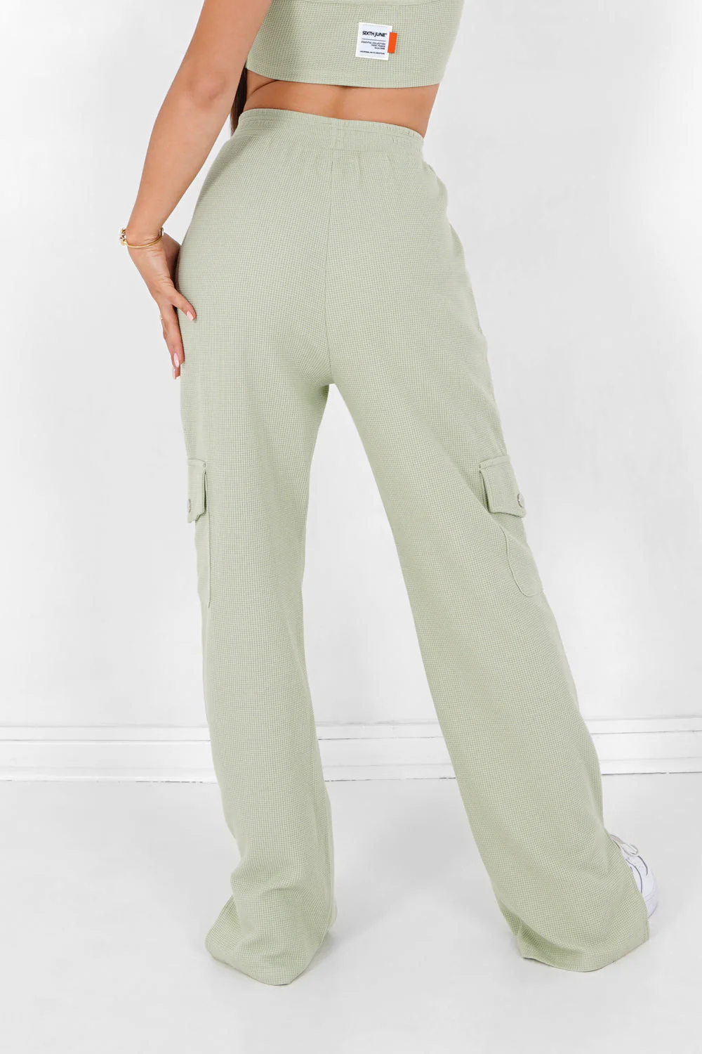 Pantalon droit gaufré Vert clair - Image 5