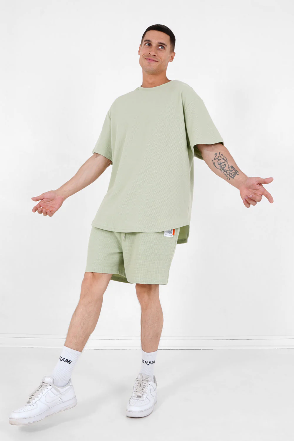 T-shirt gaufré oversize Vert clair - Image 2