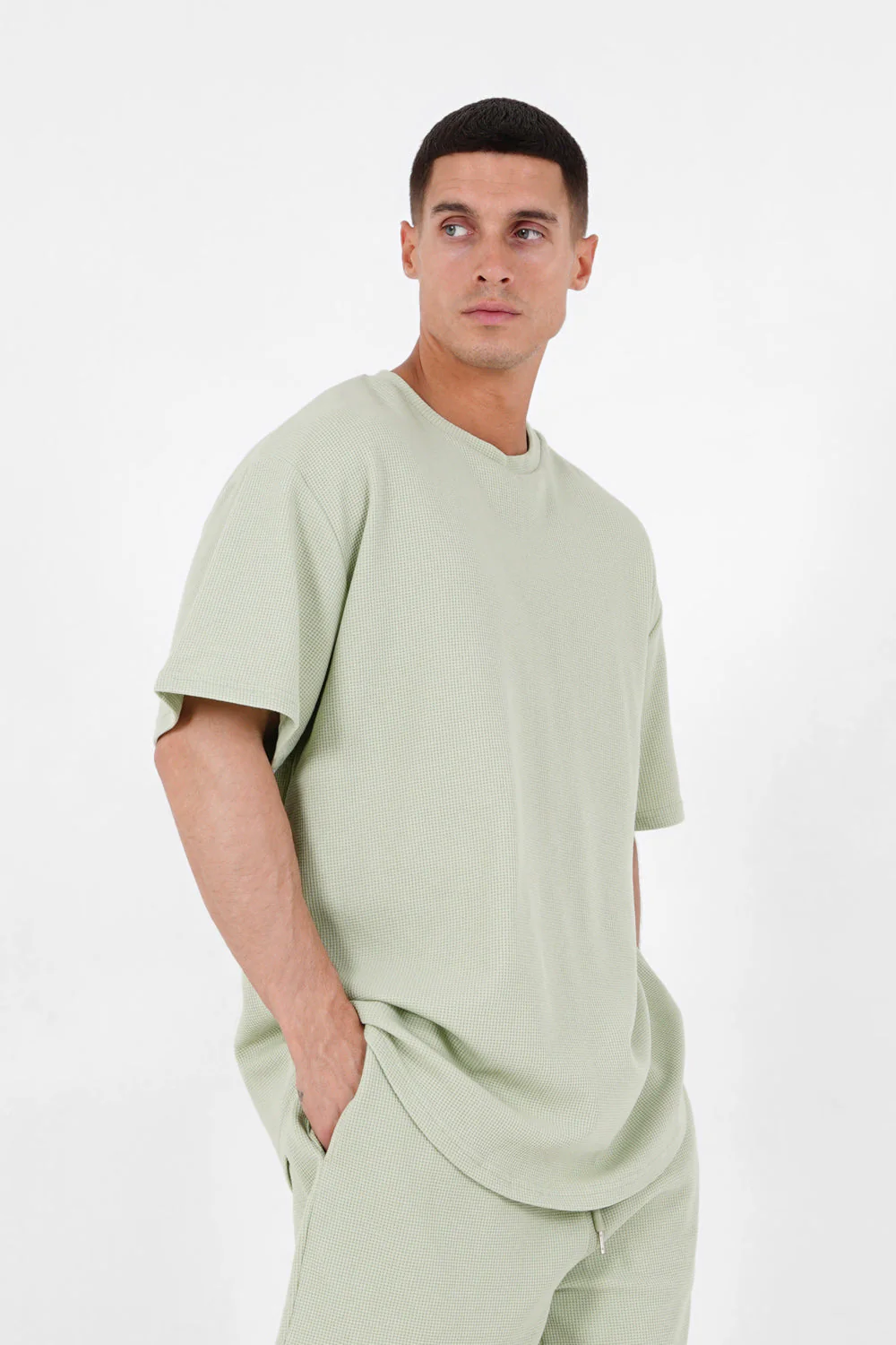T-shirt gaufré oversize Vert clair - Image 4