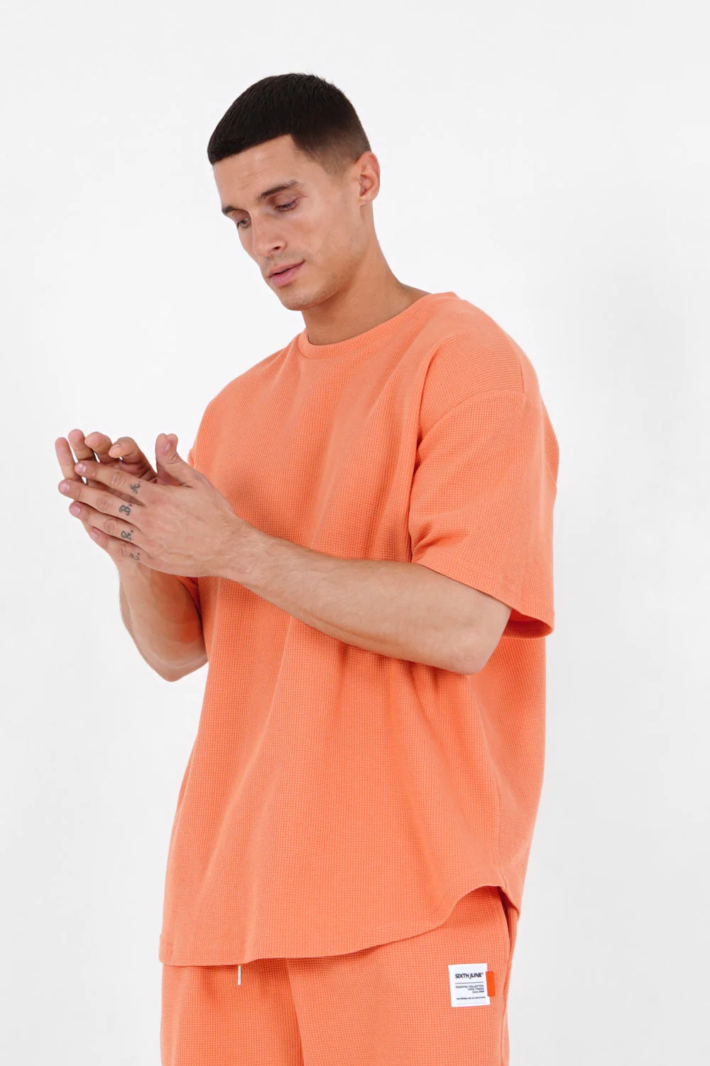 T-shirt gaufré oversize Orange - Image 4