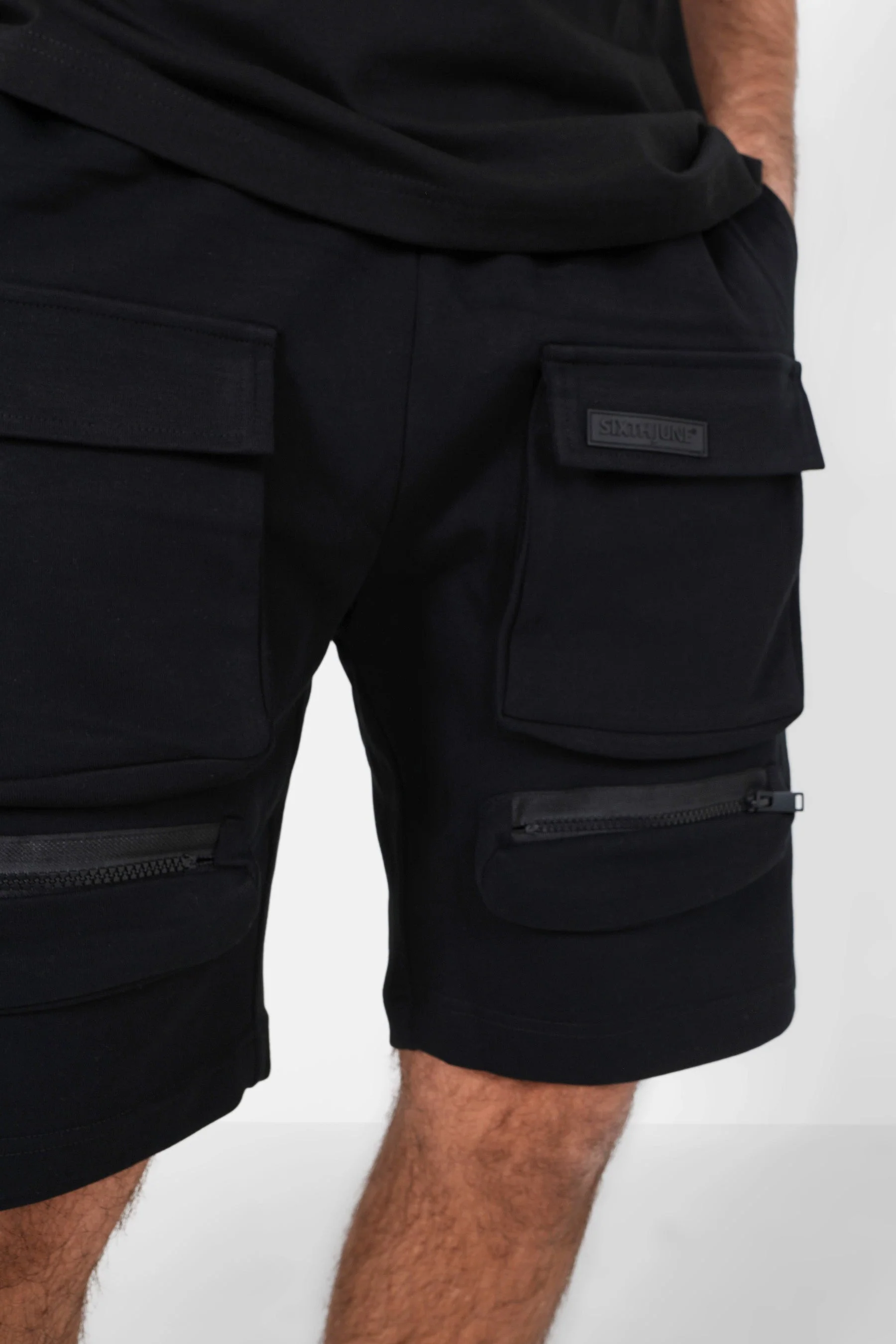 Short jersey poches cargo Noir - Image 3