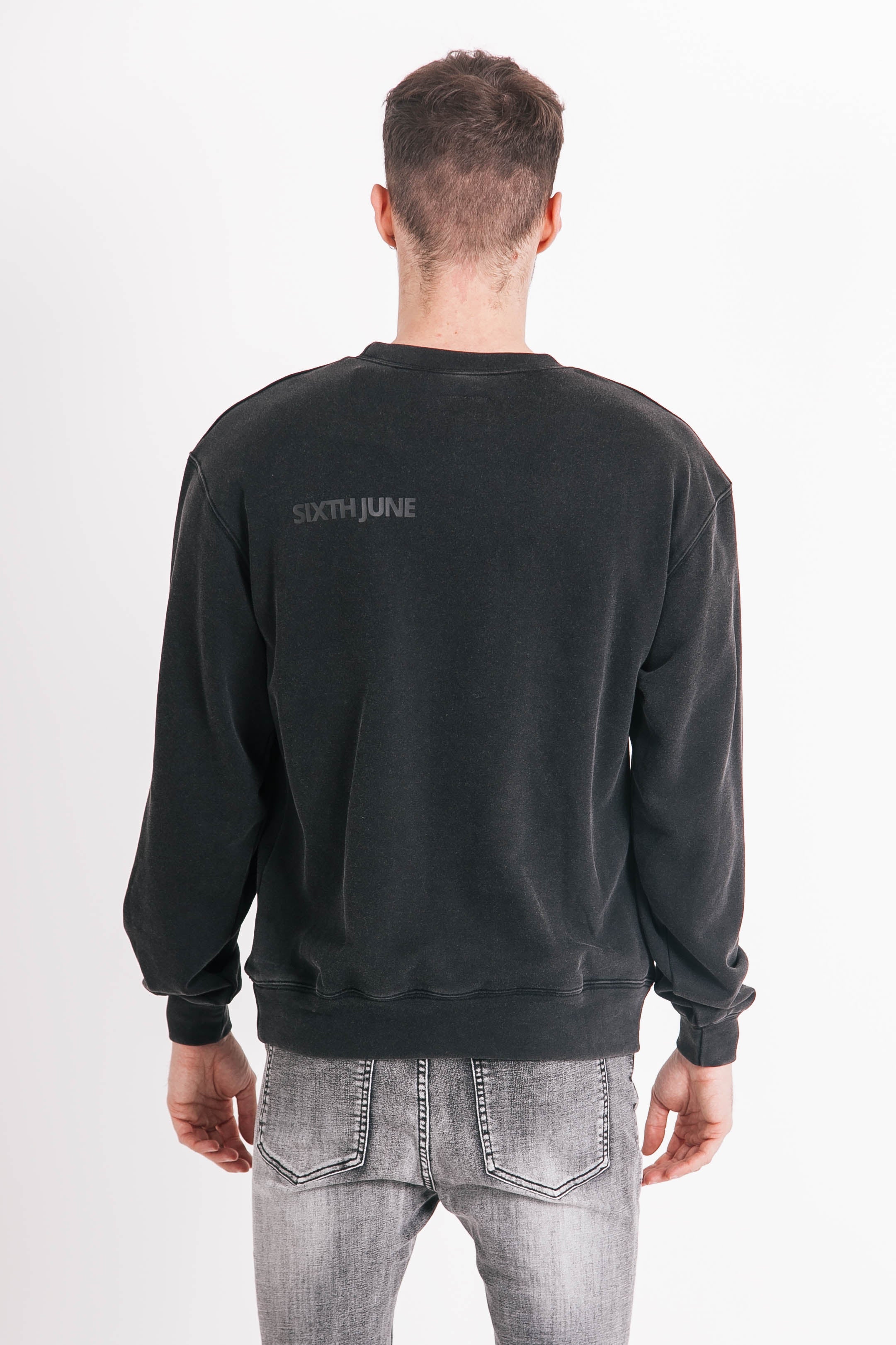 Sweatshirt délavé logo gris foncé - Image 5