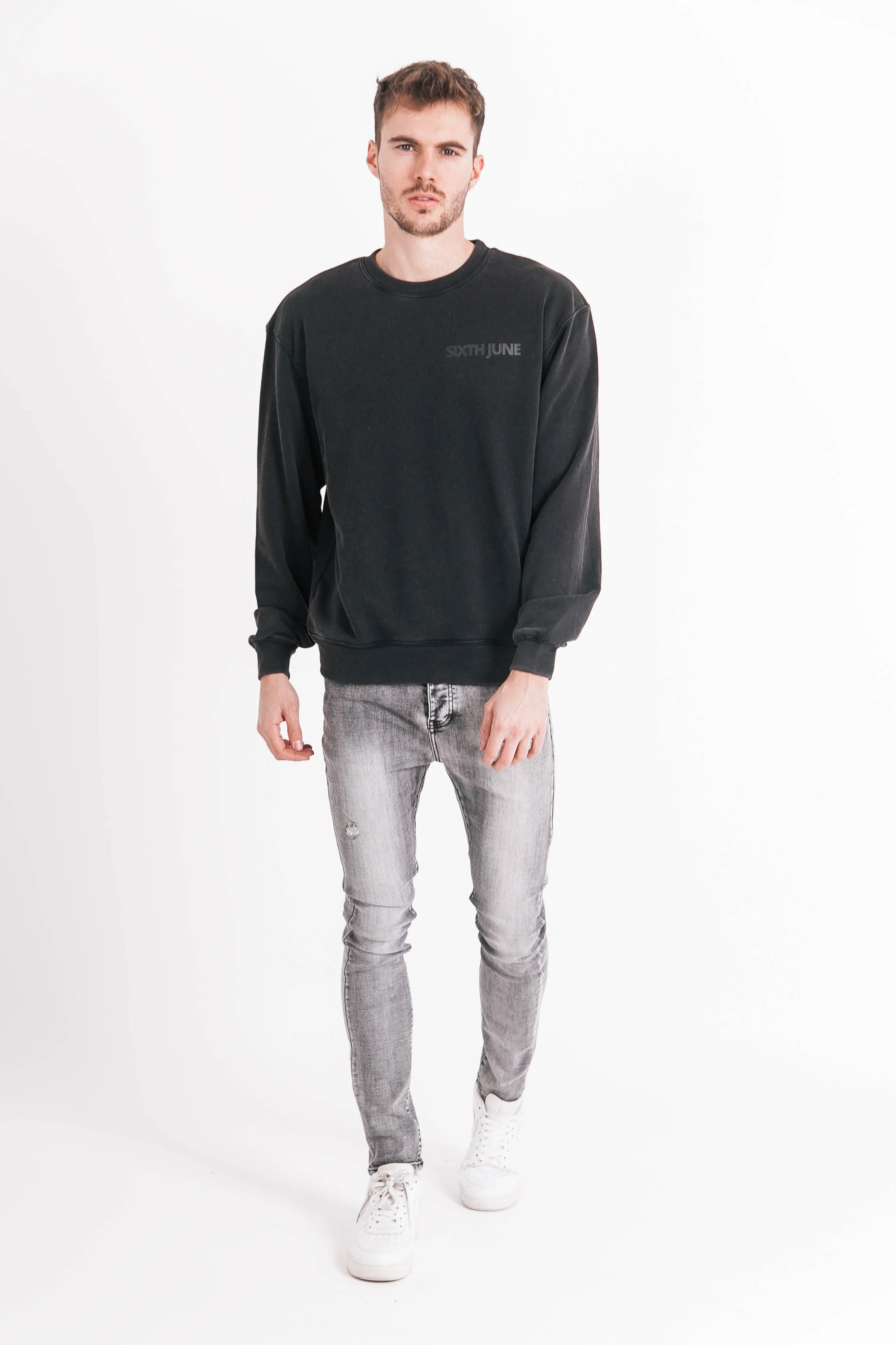 Sweatshirt délavé logo gris foncé - Image 6