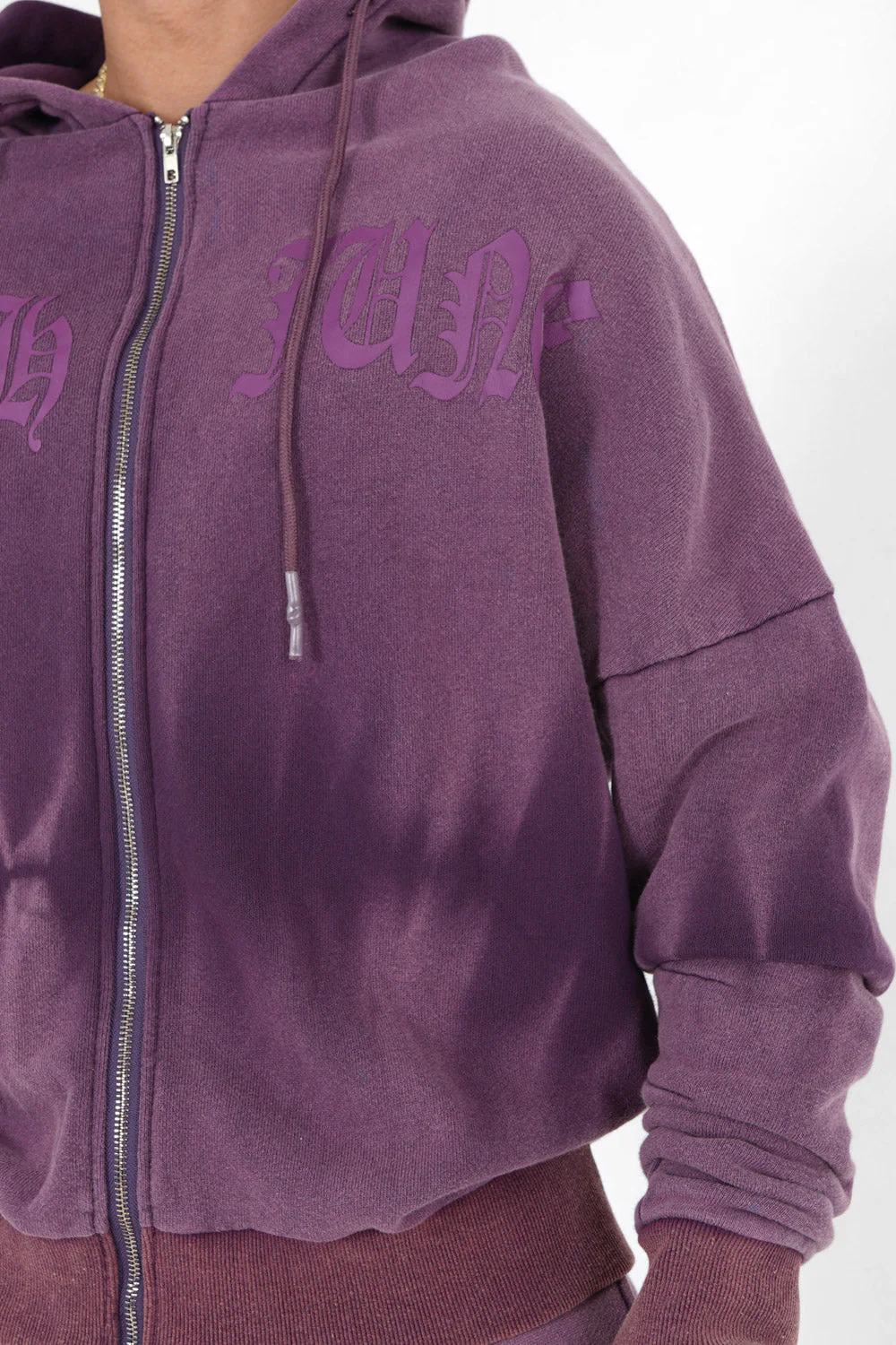 Gilet délavé capuche Violet foncé - Image 3