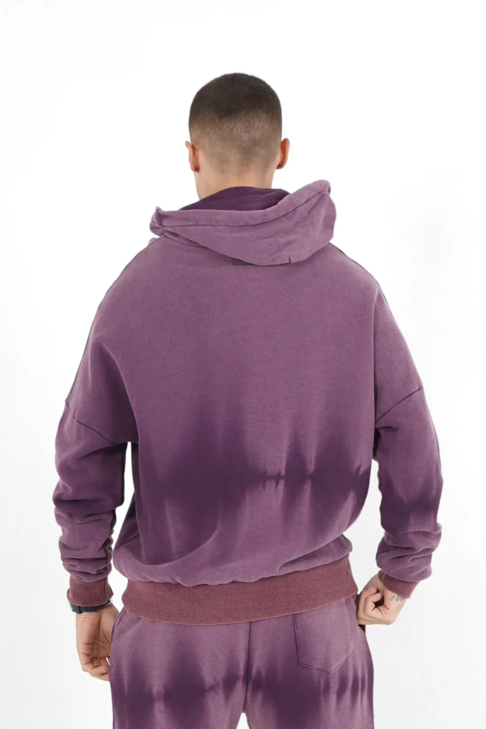 Gilet délavé capuche Violet foncé - Image 5