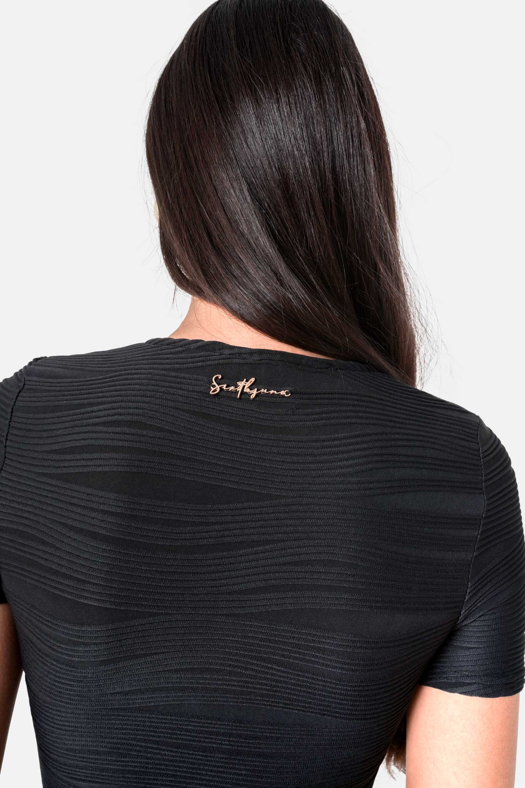 WAVY textured midi s/s dress - Image 4