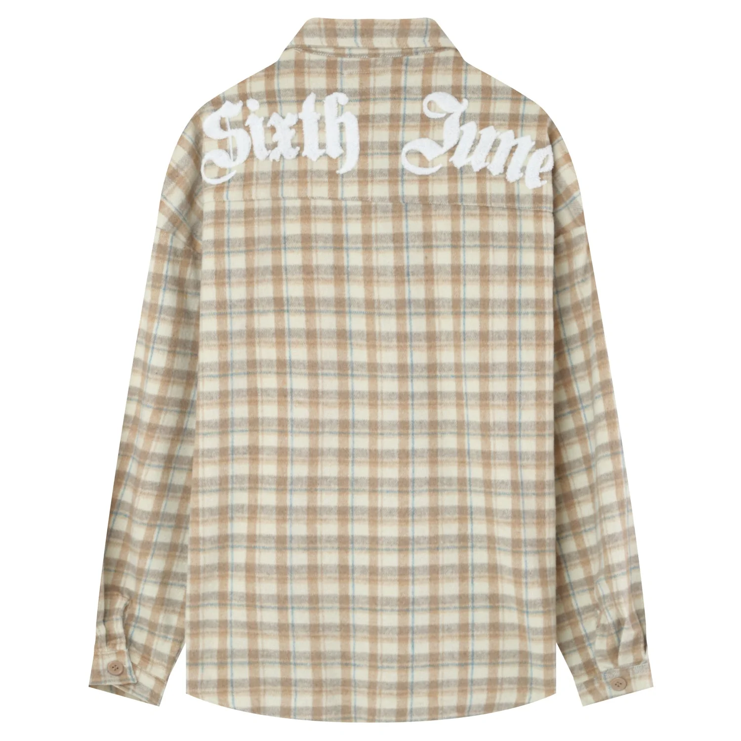 Chemise tartan patch bouclette Beige clair - Image 7