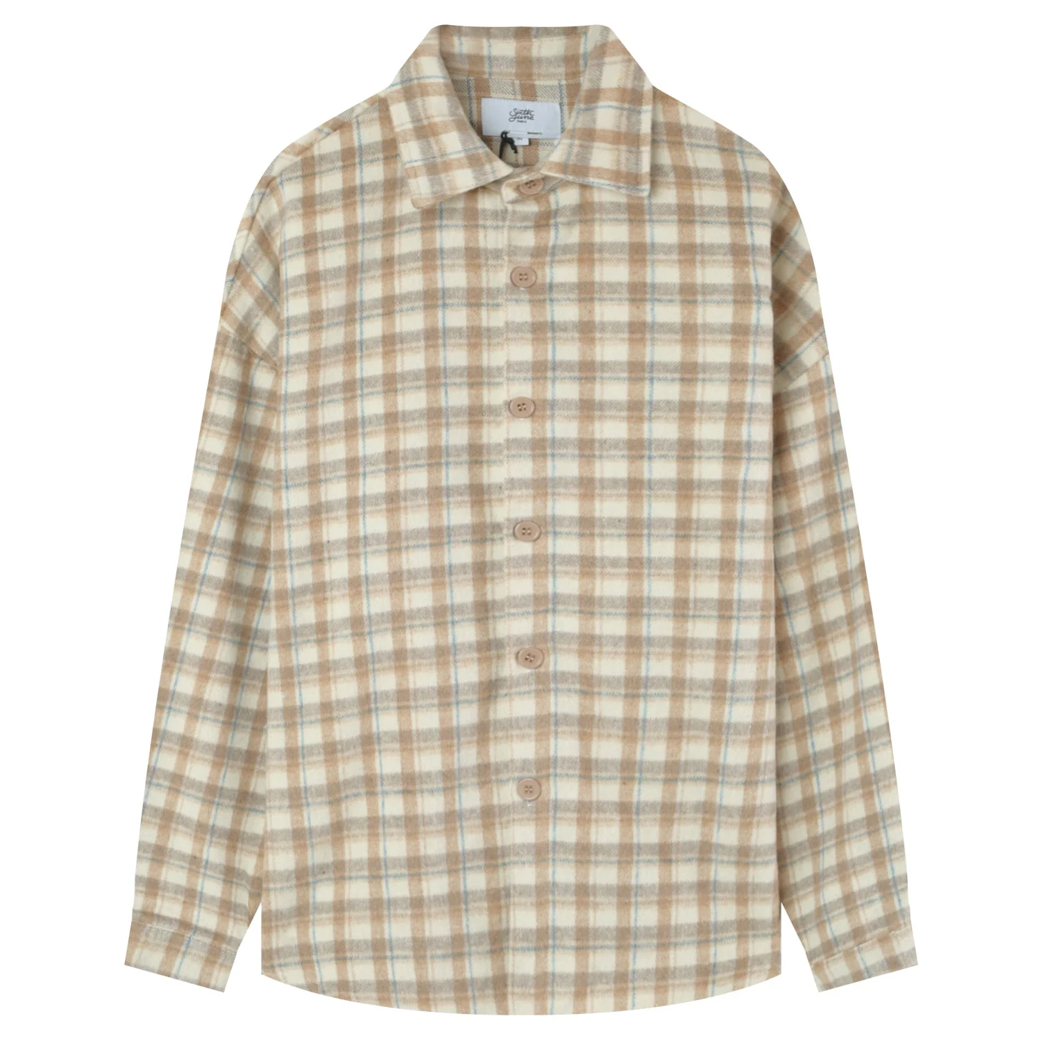 Chemise tartan patch bouclette Beige clair - Image 8