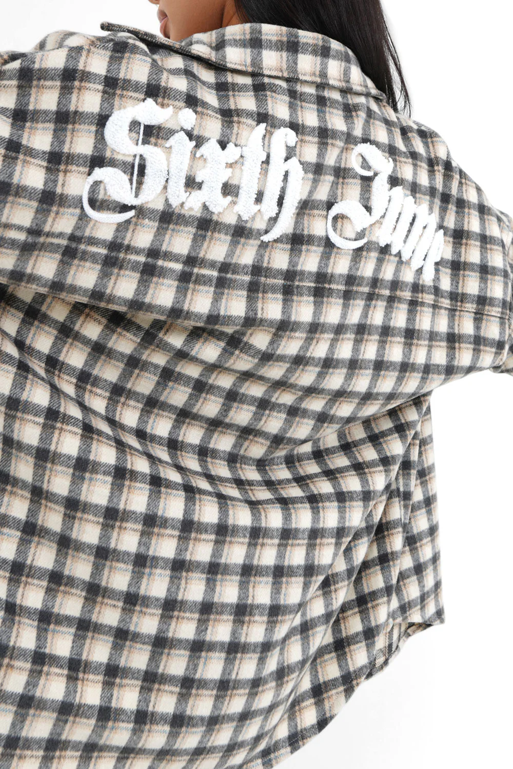 Chemise tartan patch bouclette Gris - Image 3