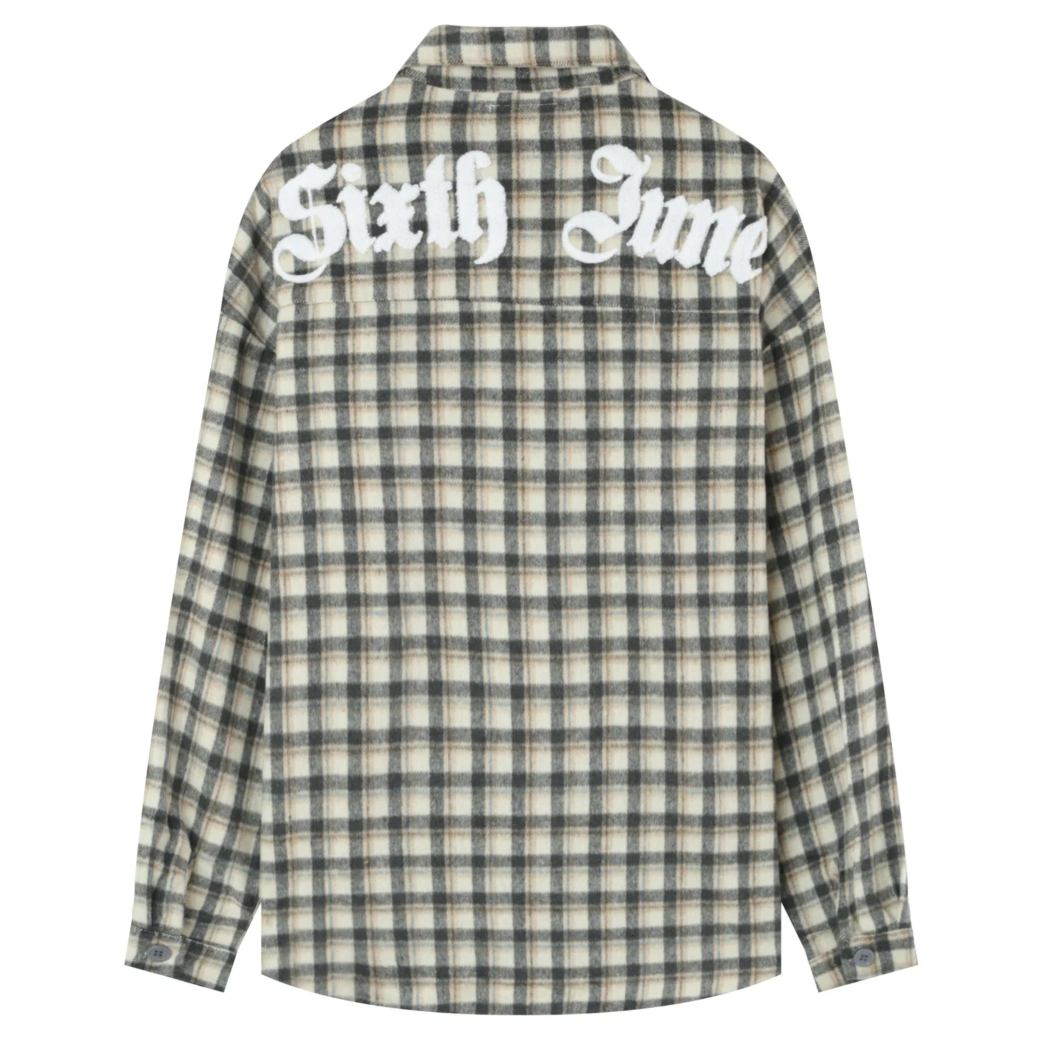 Chemise tartan patch bouclette Gris - Image 7