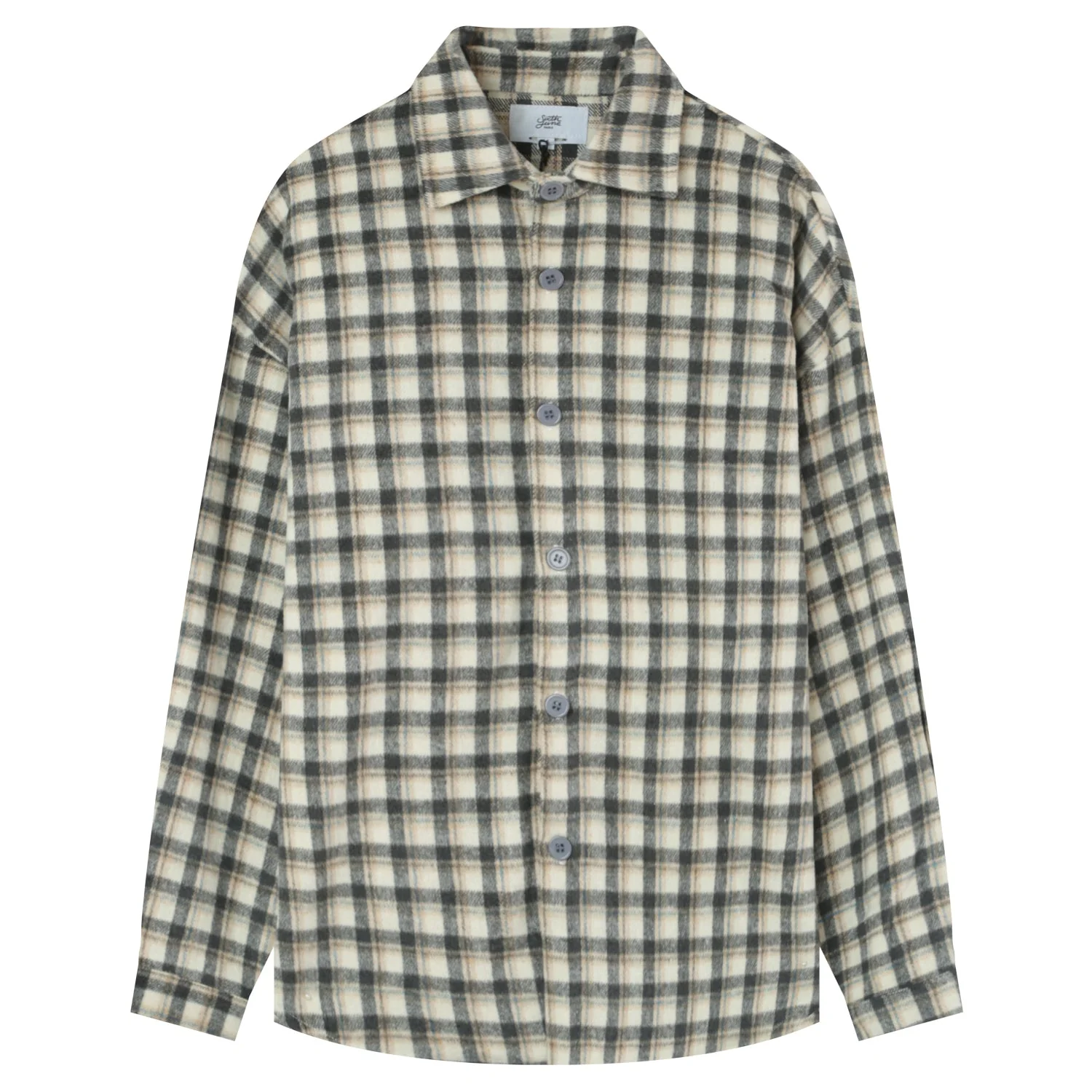 Chemise tartan patch bouclette Gris - Image 8