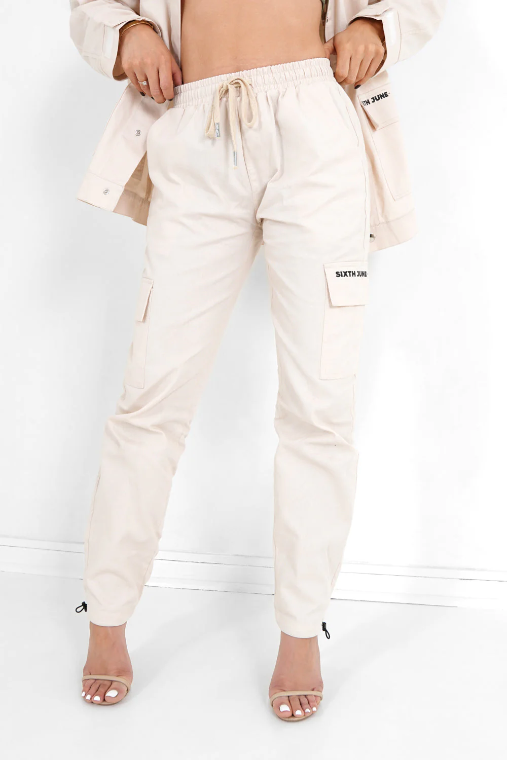 Pantalon cargo droit Beige clair