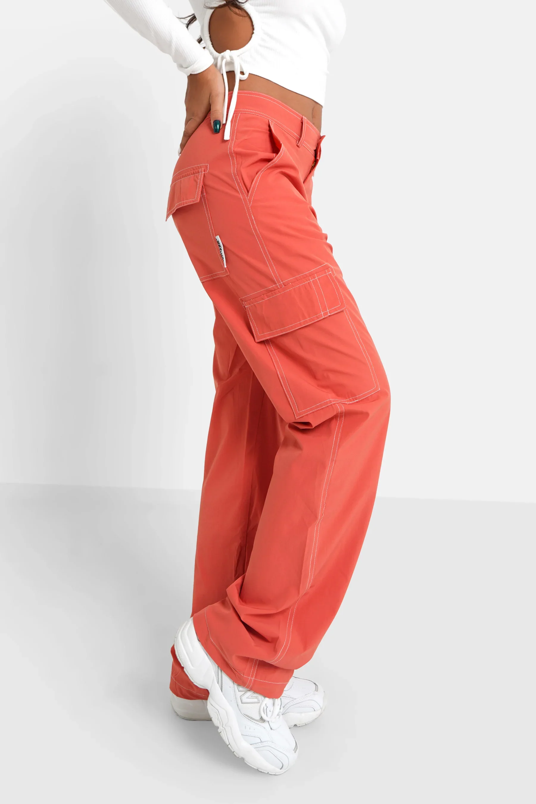 Pantalon fluide cargo Orange - Image 4