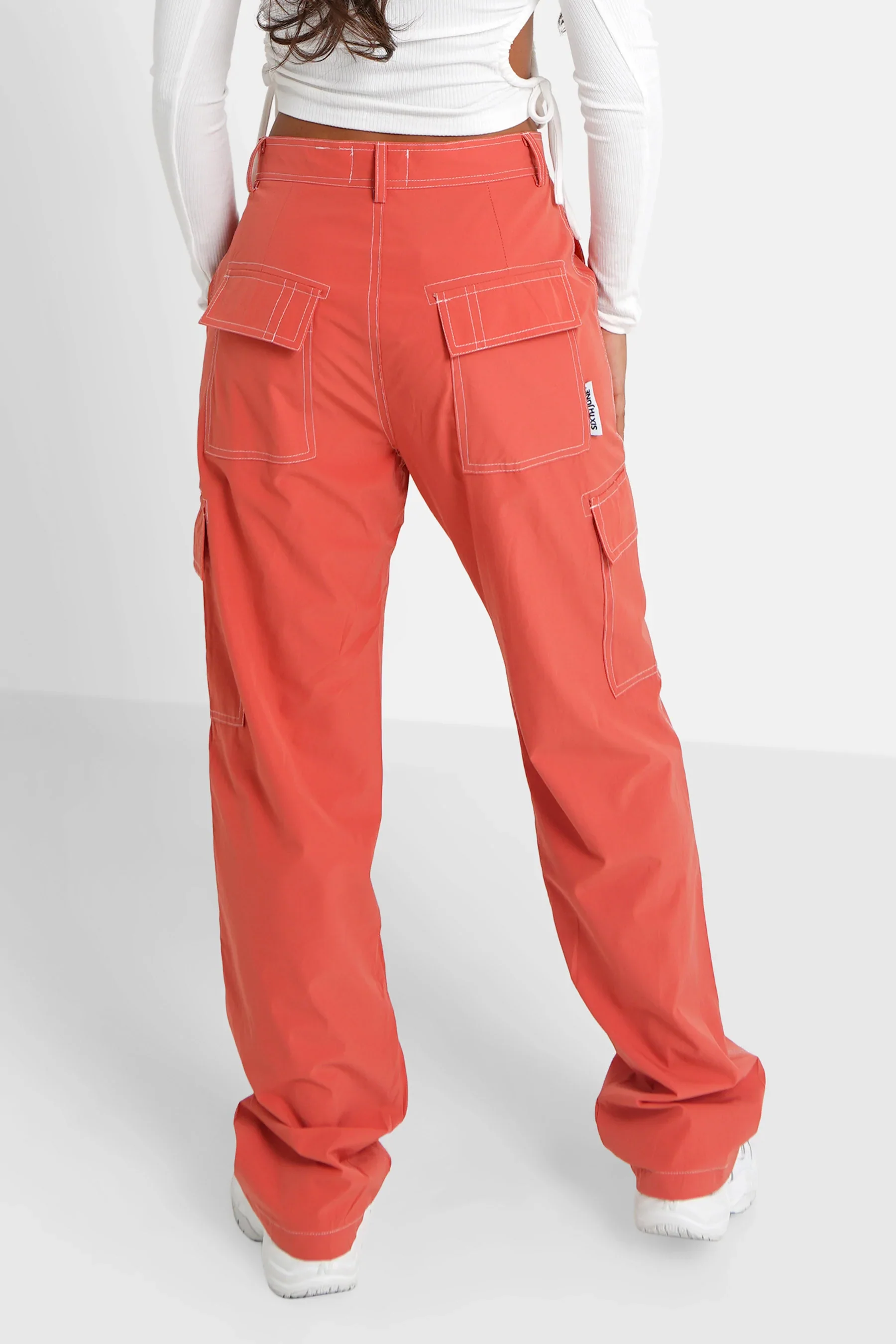 Pantalon fluide cargo Orange - Image 5