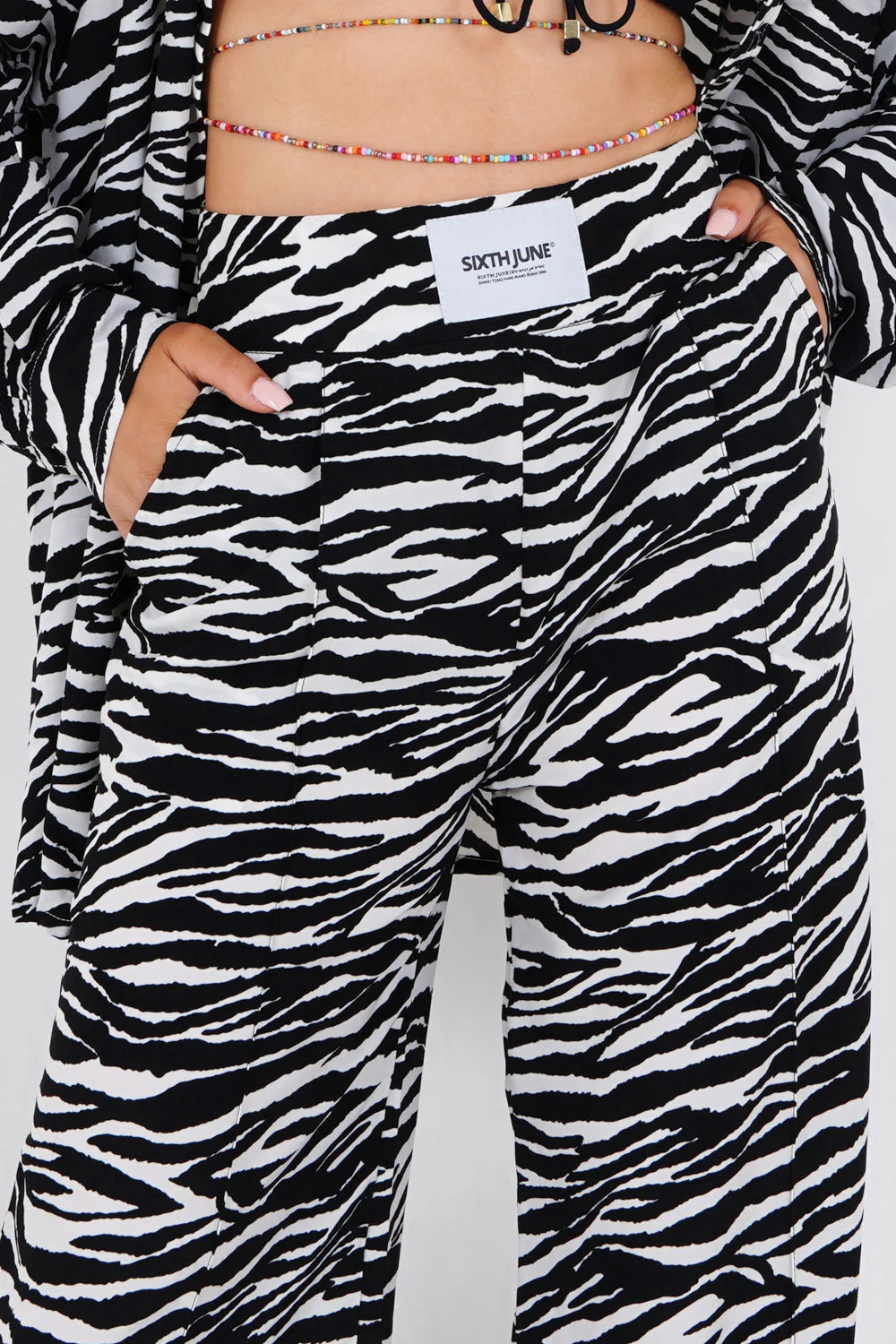 Pantalon large fluide zébré Noir - Image 3